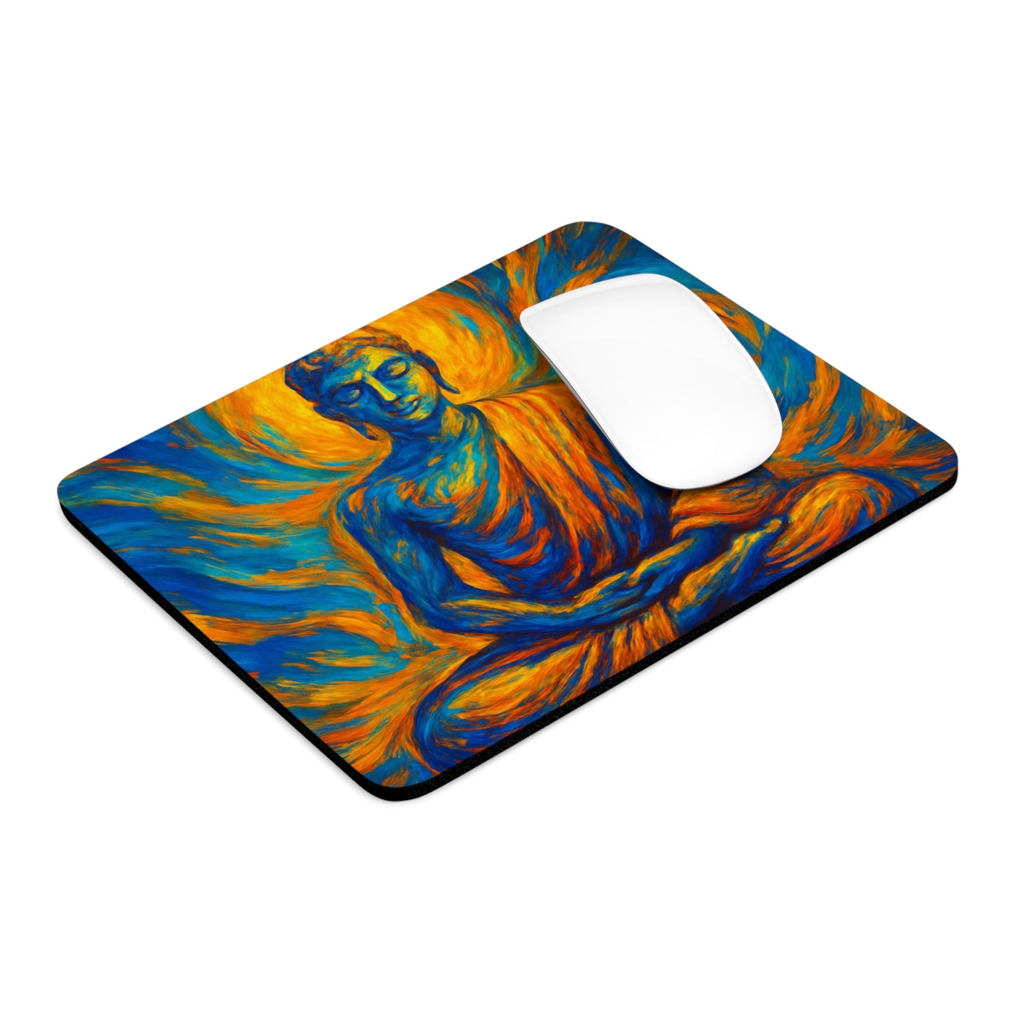 Serene Buddha Mouse Pad I Round or Rectangular | SoulfulYarn Collection | Mindful Gift for Yoga Lovers & Meditators