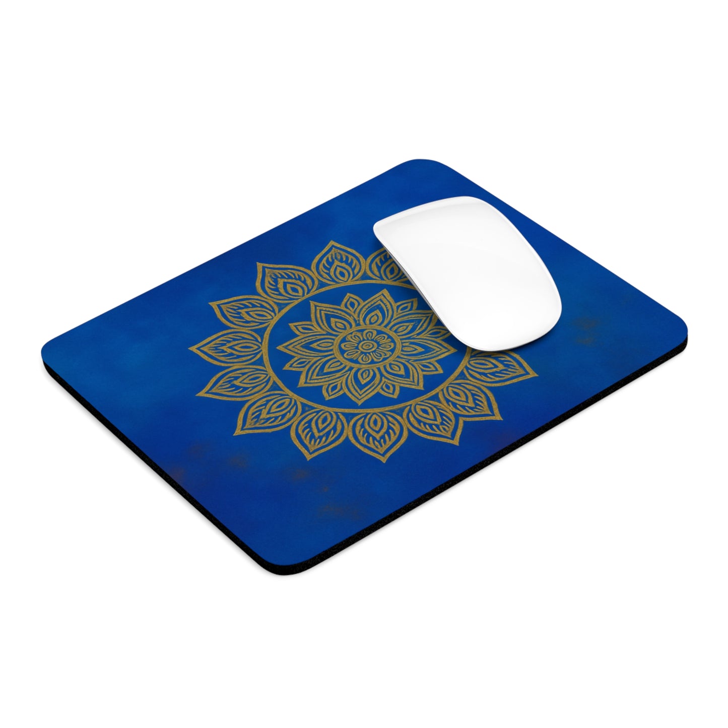 Mandala Mouse Pad I Abstract Sacred Geometry in Blue | SoulfulYarn Collection | Round or Rectangular | Mindful Gift for Yoga Lovers