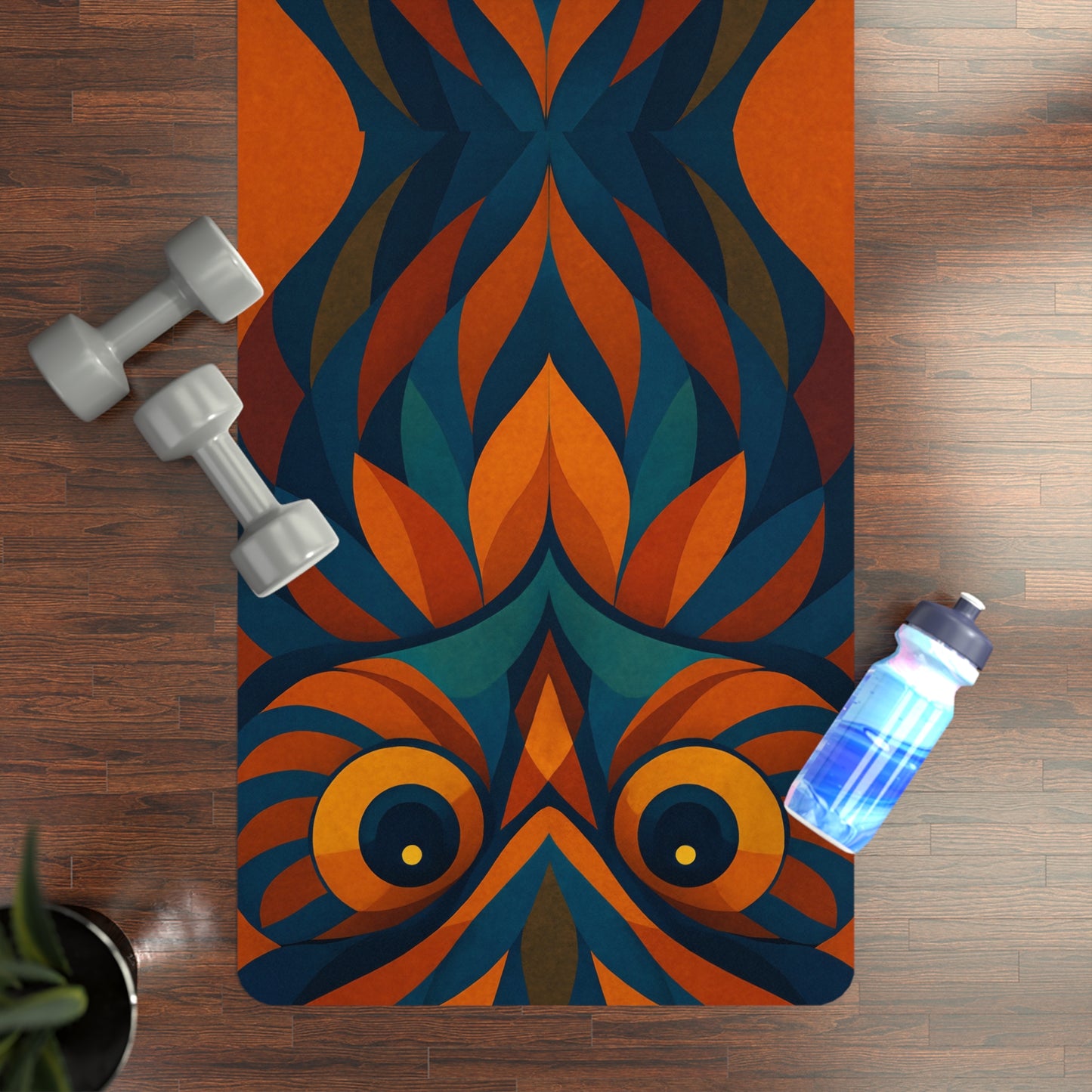 Owl Wisdom Mat | Sharpen Focus & Inner Vision | Abstract Symmetry with Strap
