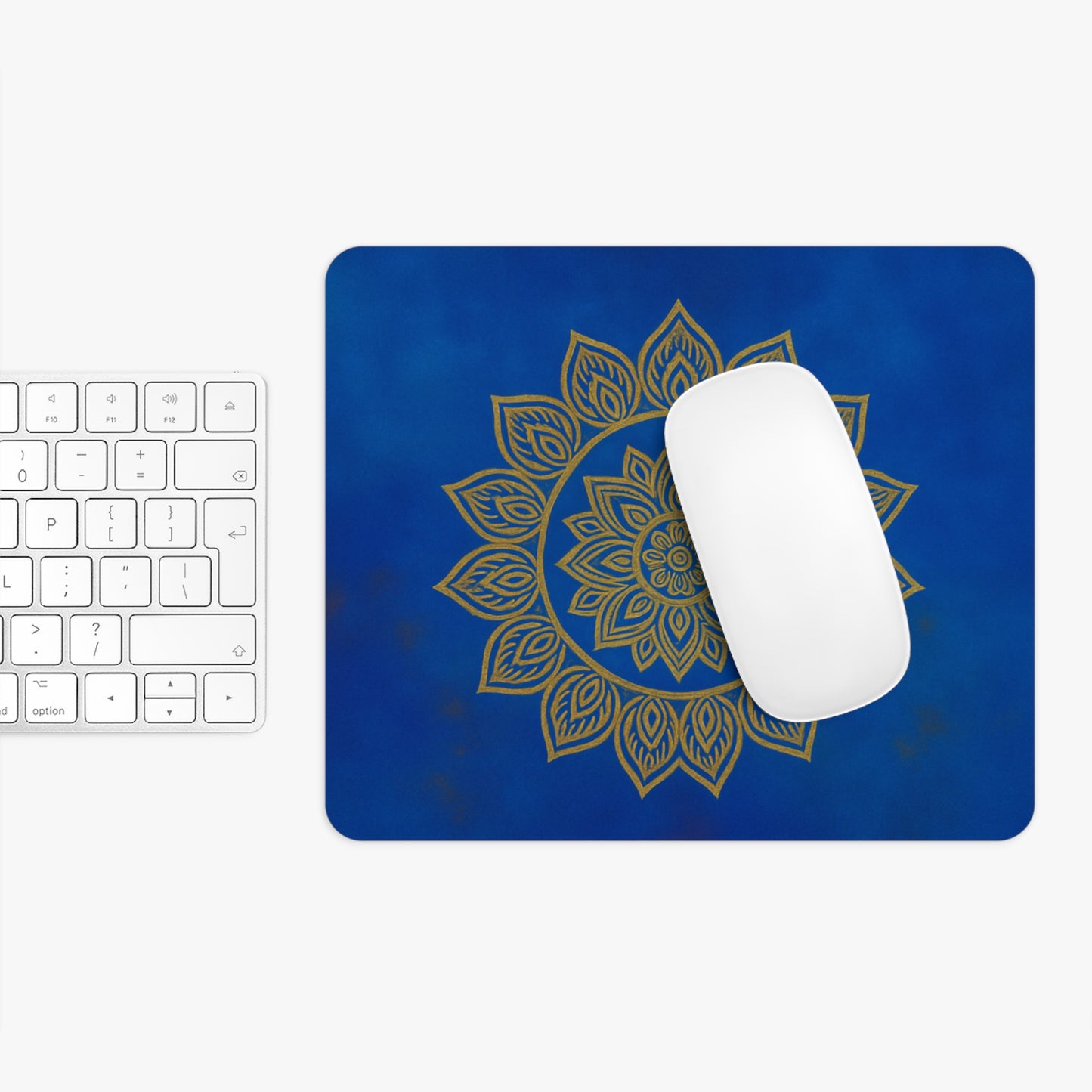 Mandala Mouse Pad I Abstract Sacred Geometry in Blue | SoulfulYarn Collection | Round or Rectangular | Mindful Gift for Yoga Lovers