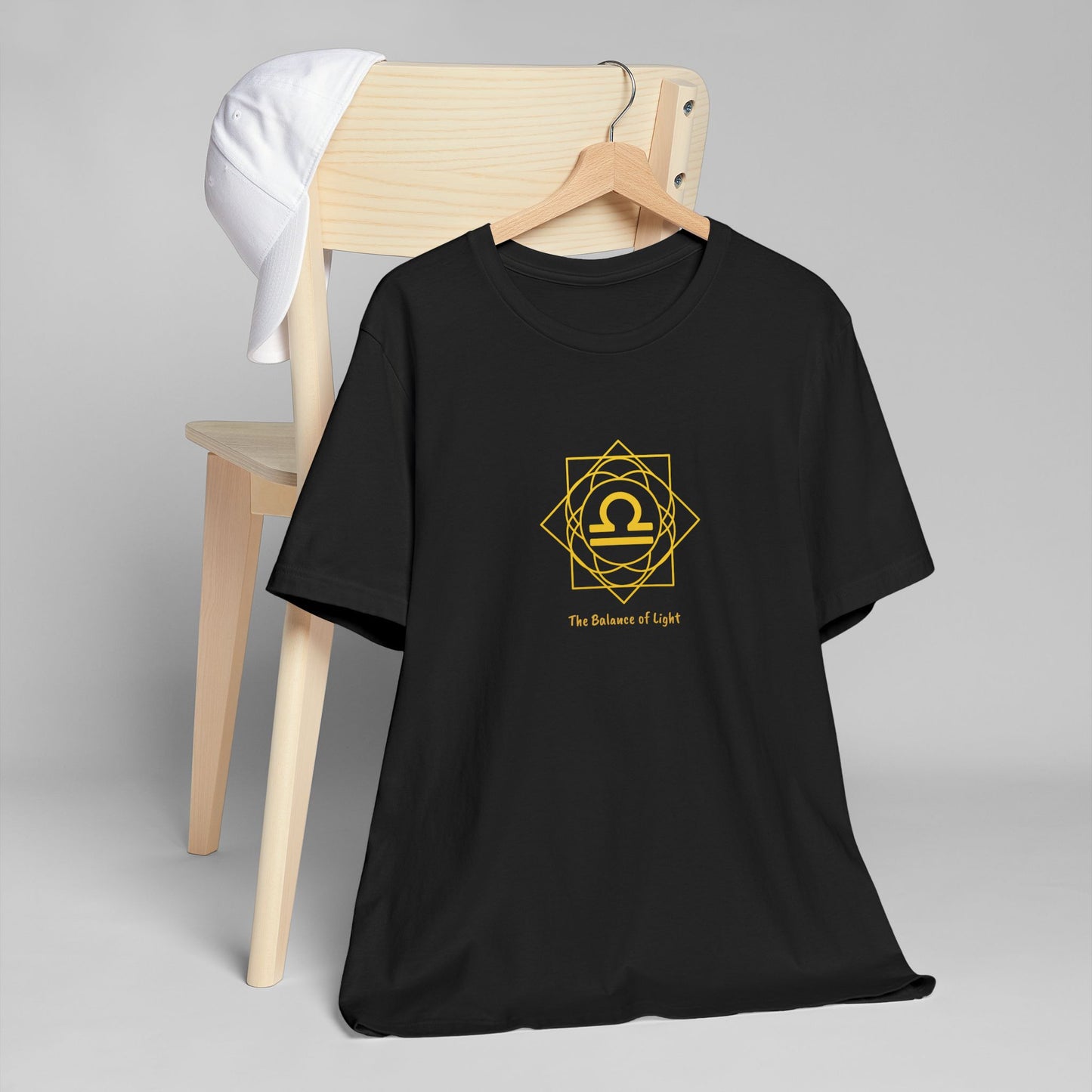 Libra Sacred Geometry T-Shirt | The Balance of Light Tee | Spiritual Zodiac Shirt | Gold Print on Black | Astrology Gift