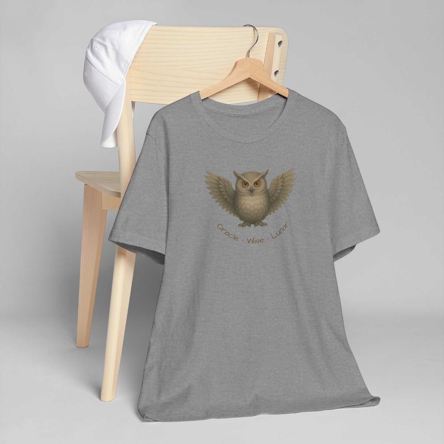 OWL Spirit Animal T-Shirt | Oracle. Wise. Lunar. Tee | Mystic Owl Shirt | Spiritual Totem Tee | Moon Magic Gift | Esoteric Graphic on White