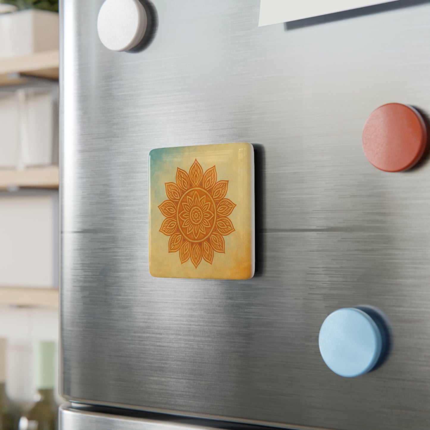 Mandala Porcelain Magnet | Sacred Geometry Art Magnet | Spiritual Fridge Decor | Symbol of Harmony & Focus | Mindful Gift Idea