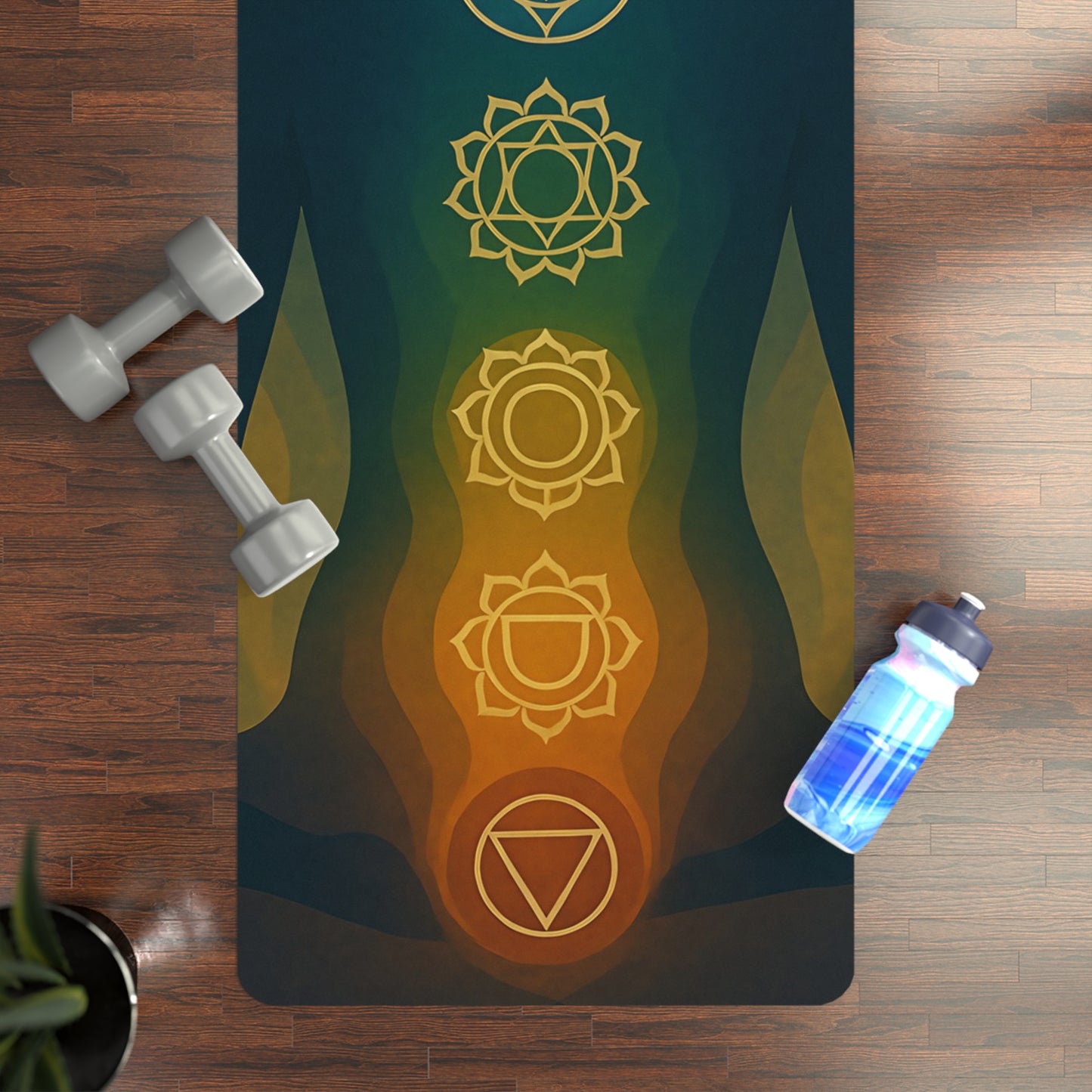 7 Chakras Yoga Mat | Abstract Energy Body Design | Mindful Alignment Mat with Strap | Spiritual Non-Slip Yoga and Meditation Mat