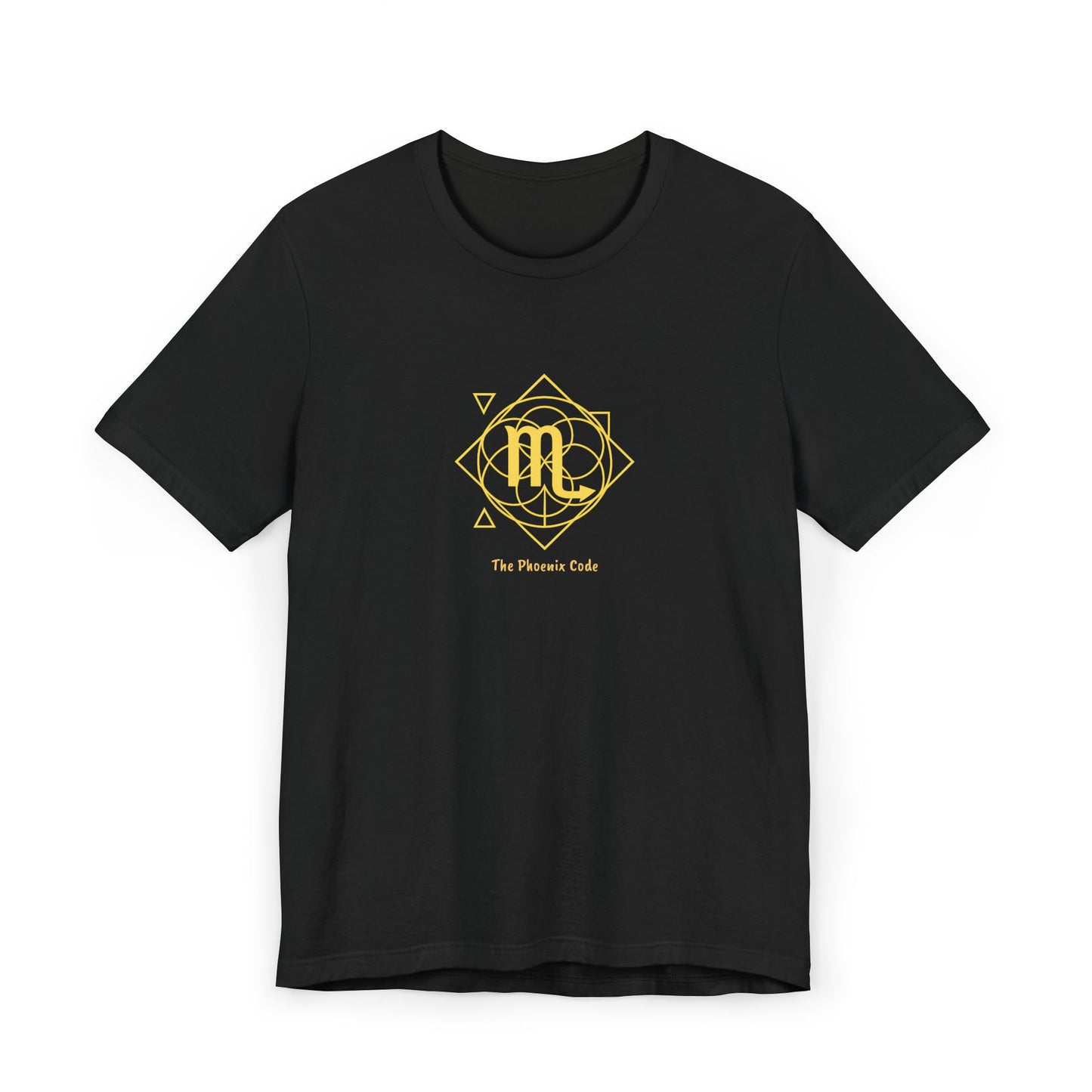 Scorpio Sacred Geometry T-Shirt | The Phoenix Code Tee | Spiritual Zodiac Shirt | Gold Print on Black | Astrology Gift