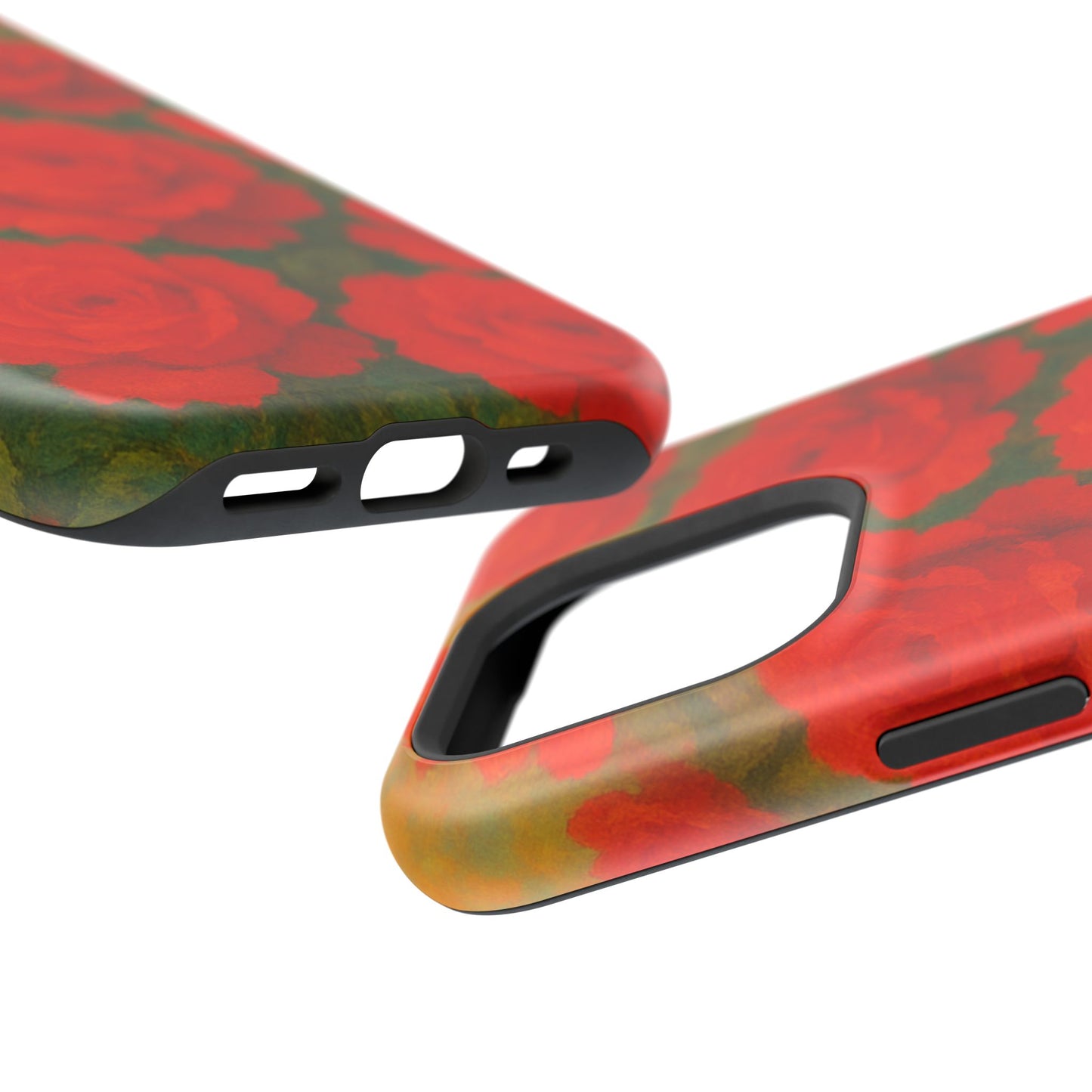 Crimson Love iPhone Case I Impact Resistant Floral Art Cover | SoulfulYarn Collection | Abstract Red Roses Design for iPhone