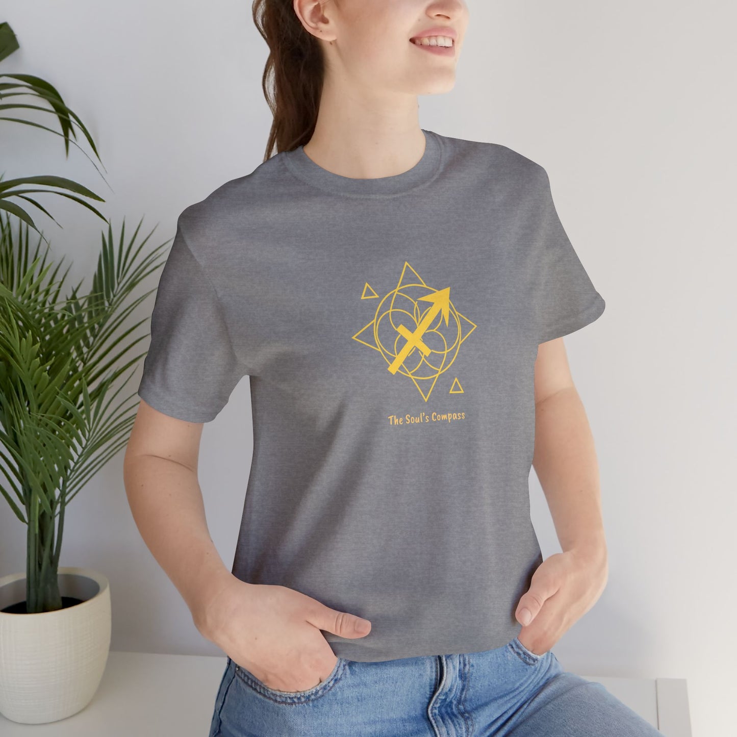 Sagittarius Sacred Geometry T-Shirt | The Soul's Compass Tee | Spiritual Zodiac Shirt | Gold Print on Black | Astrology Gift