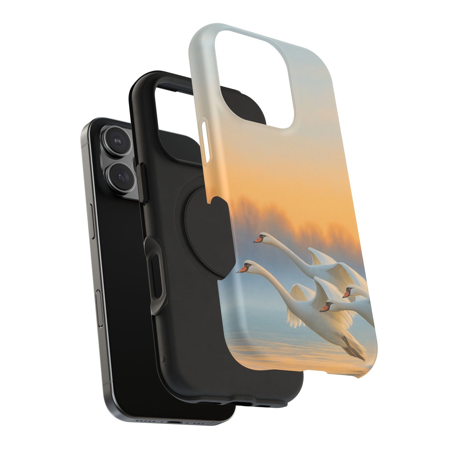 Flight of Swans iPhone Case I Impact Resistant Cover | SoulfulYarn Collection | Elegant Nature Art for iPhone