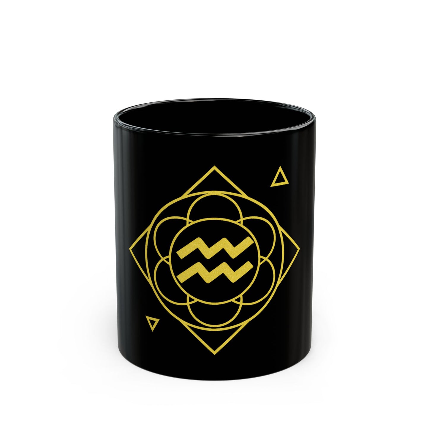 Aquarius Sacred Geometry Black Mug for Coffee Lovers
