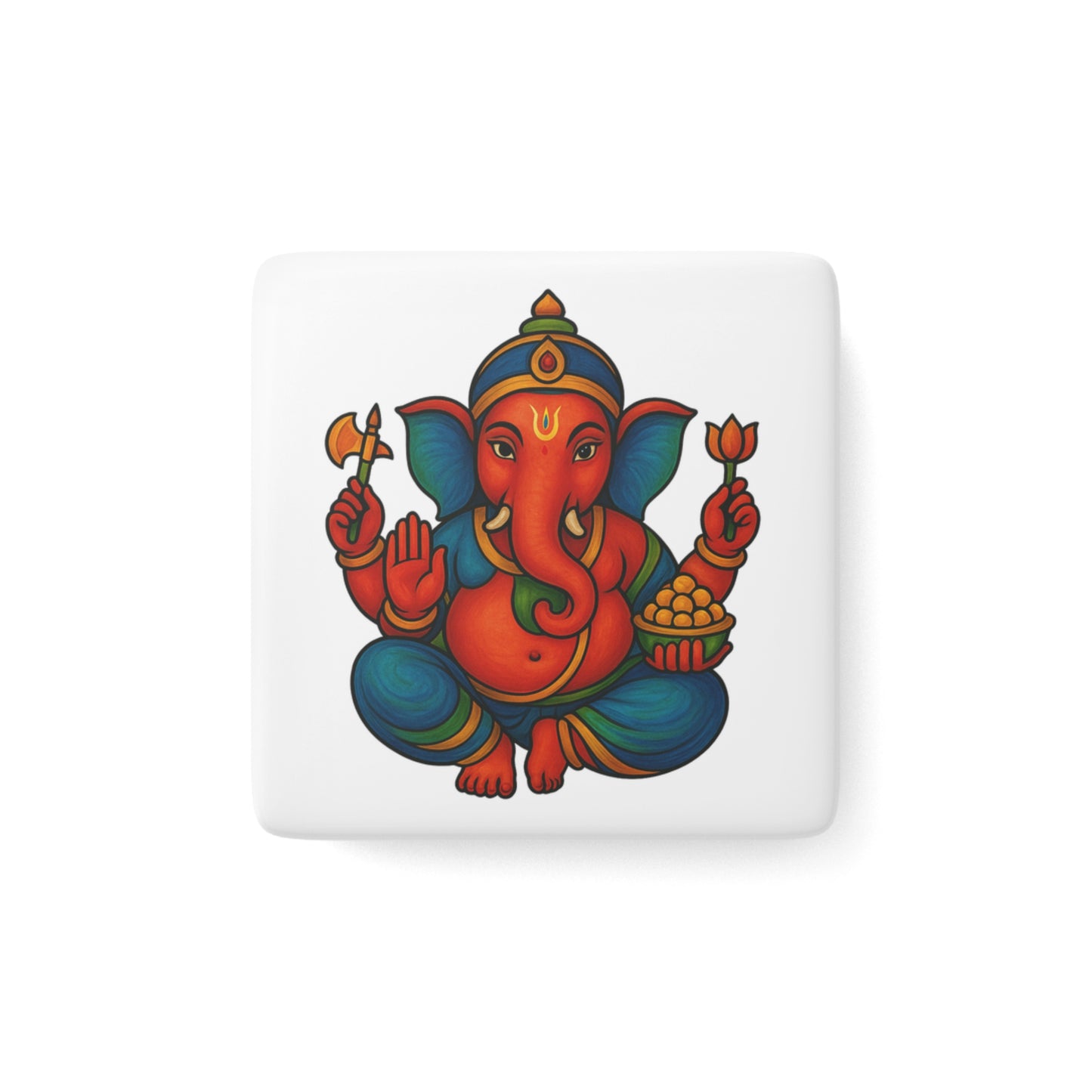 Ganesha Porcelain Magnet | Blessings Magnet | Remover of Obstacles | Spiritual Fridge Magnet
