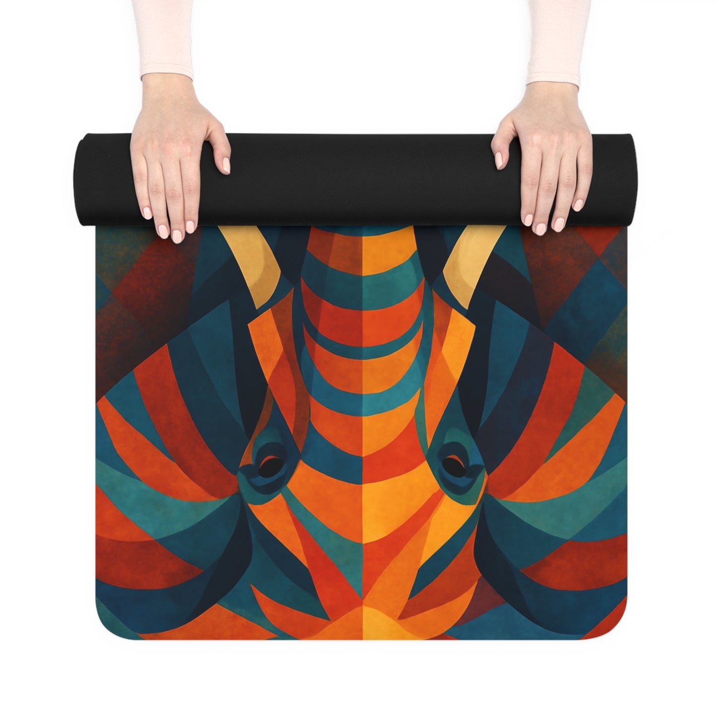 Elephant Spirit Mat | Strength, Wisdom & Grounding | Abstract Symmetry with Strap
