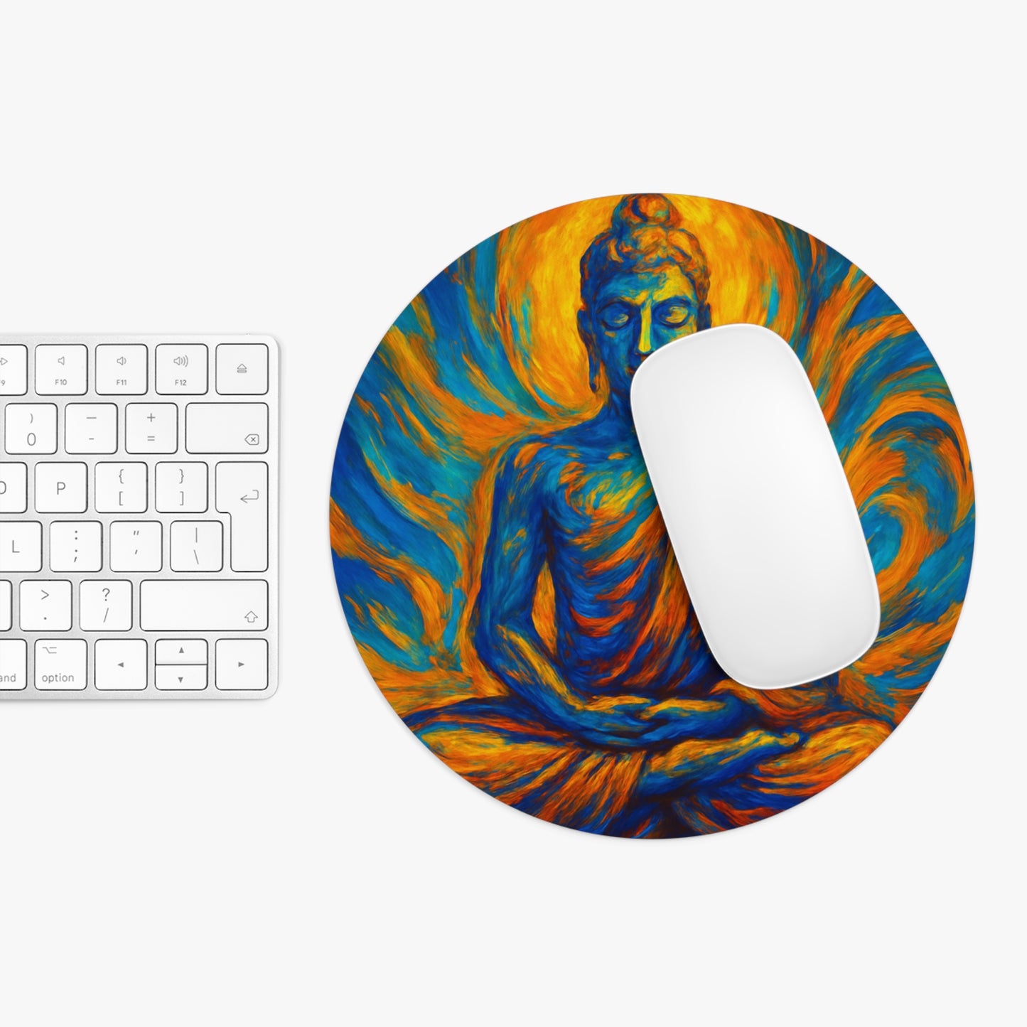 Serene Buddha Mouse Pad I Round or Rectangular | SoulfulYarn Collection | Mindful Gift for Yoga Lovers & Meditators