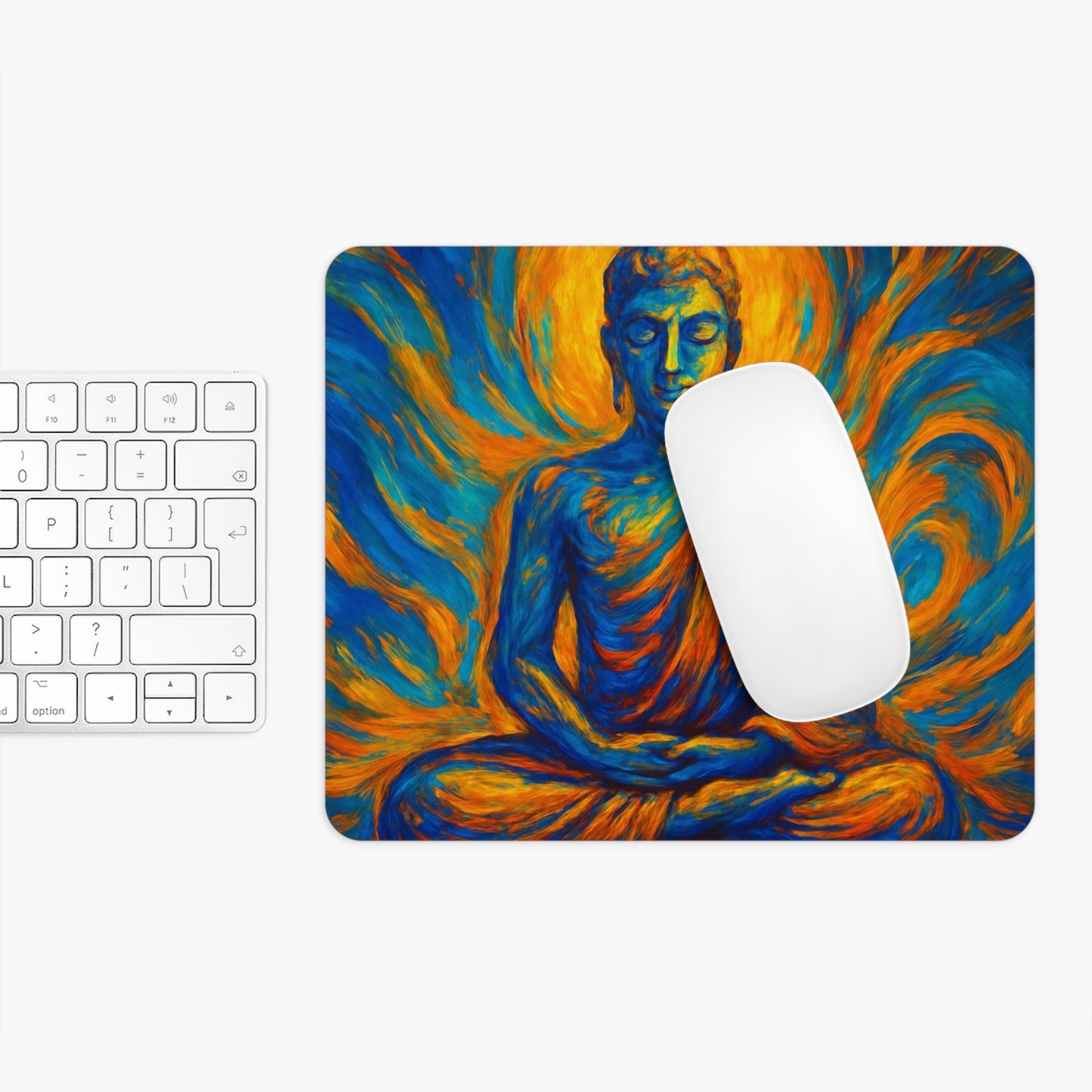 Serene Buddha Mouse Pad I Round or Rectangular | SoulfulYarn Collection | Mindful Gift for Yoga Lovers & Meditators