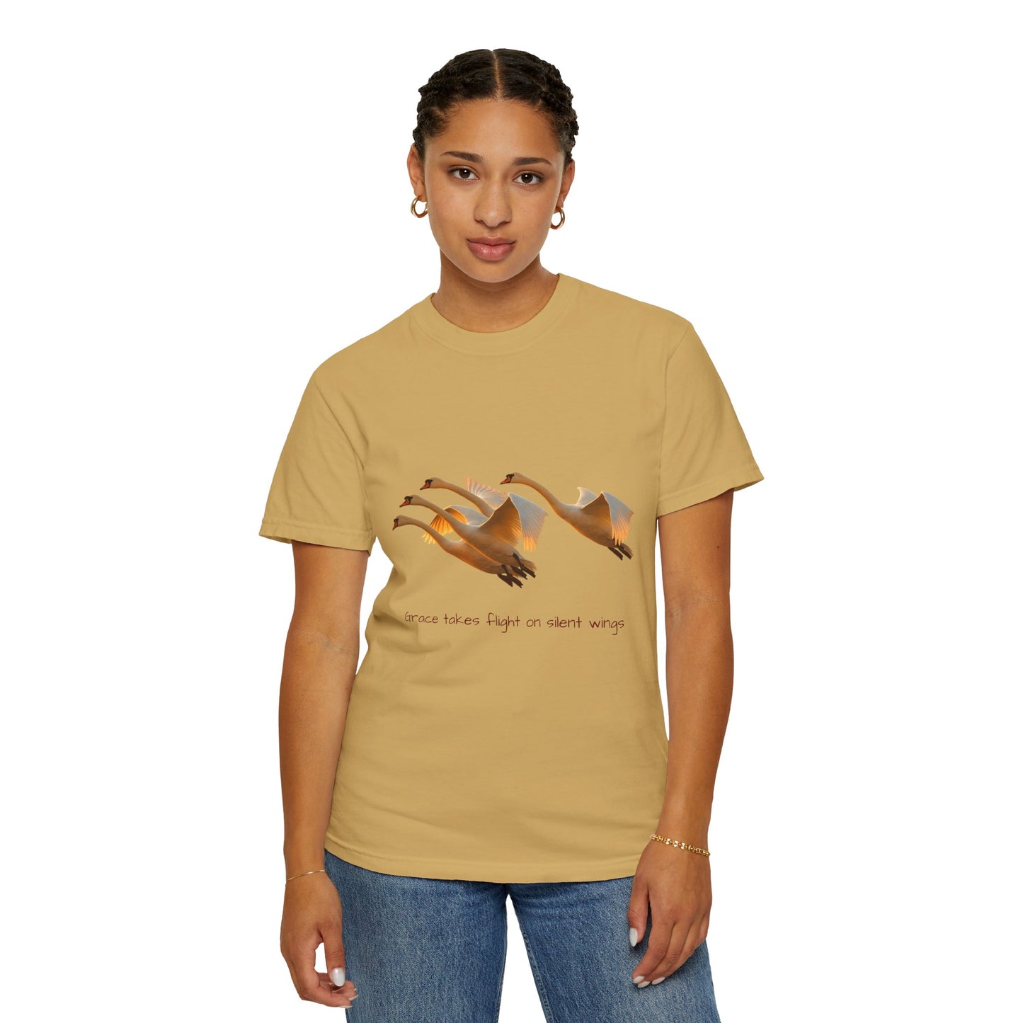 Flight of Cranes T-Shirt | 100% Ring-Spun US Cotton | Spiritual Yoga Tee | Mindfulness Shirt | Grace & Freedom Top