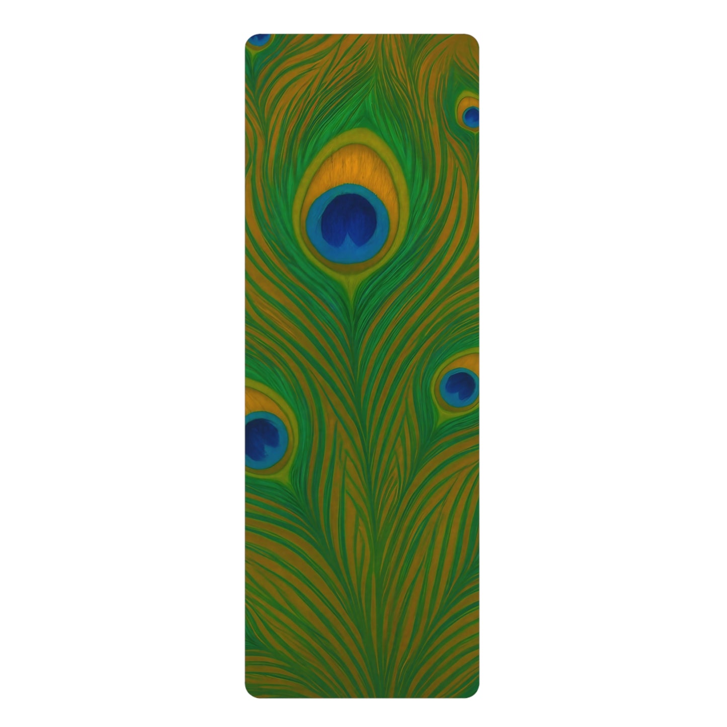 Peacock Feather Yoga Mat | Elegant Feather Design | Mindful Practice Mat with Strap