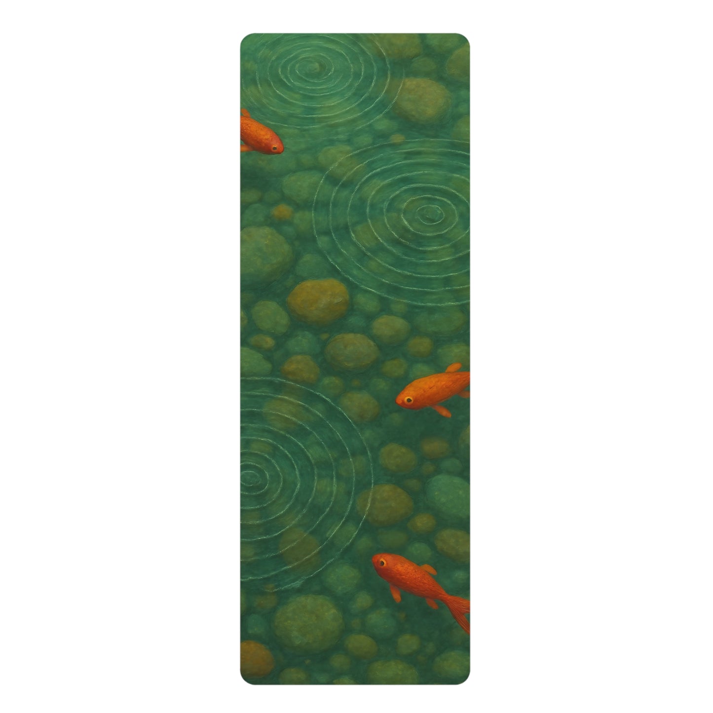 Koi Fish Yoga Mat | Zen Pond Design Yoga Mat | Mindful Meditation Mat with Strap | Non Slip Yoga and Fitness Mat
