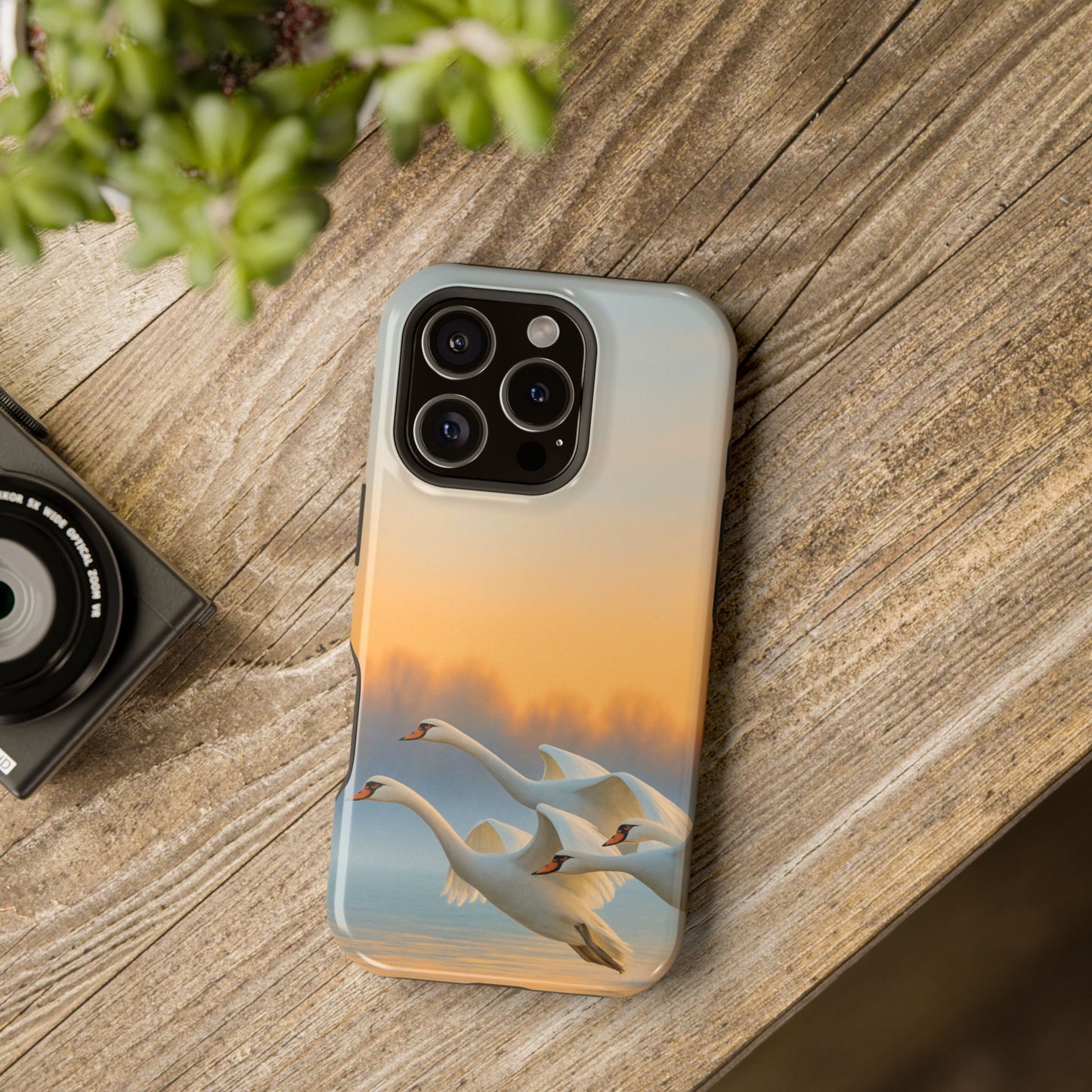 Flight of Swans iPhone Case I Impact Resistant Cover | SoulfulYarn Collection | Elegant Nature Art for iPhone