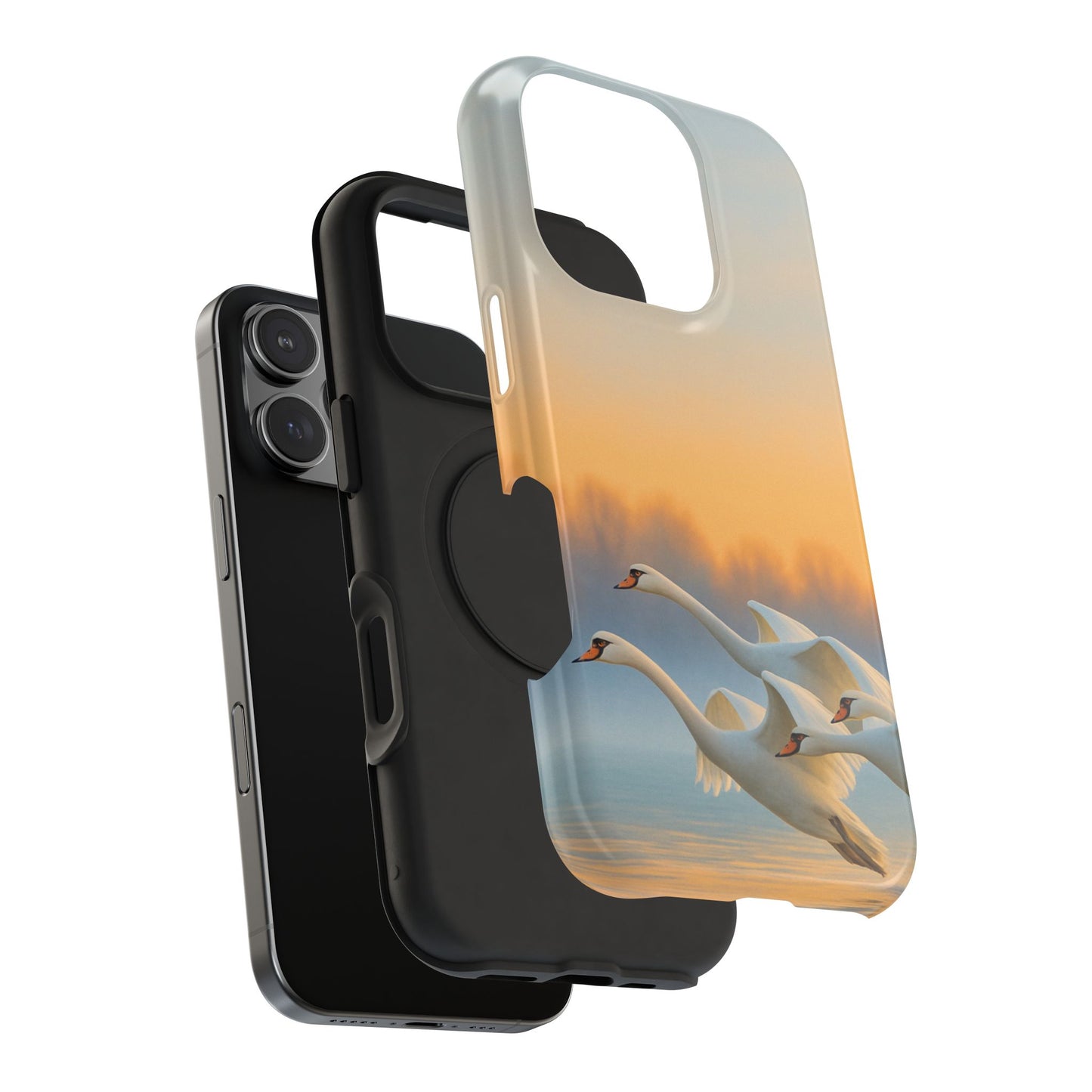 Flight of Swans iPhone Case I Impact Resistant Cover | SoulfulYarn Collection | Elegant Nature Art for iPhone