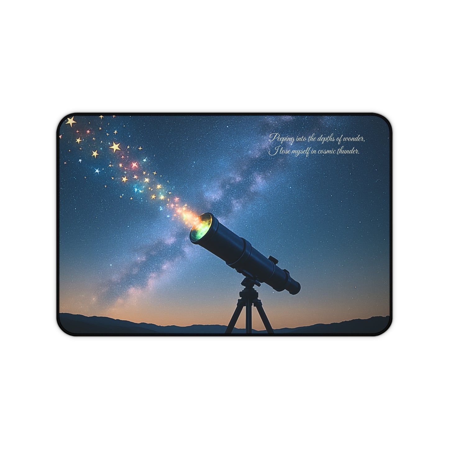 Starry Night Desk Mat I Celestial Telescope Design I SoulfulYarn Collection Gift for Astronomy Lovers, Writers, and Dreamers