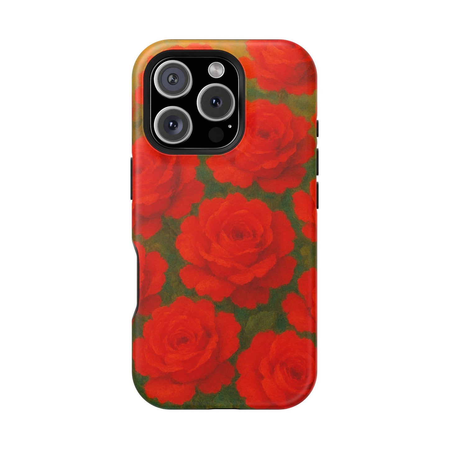 Crimson Love iPhone Case I Impact Resistant Floral Art Cover | SoulfulYarn Collection | Abstract Red Roses Design for iPhone
