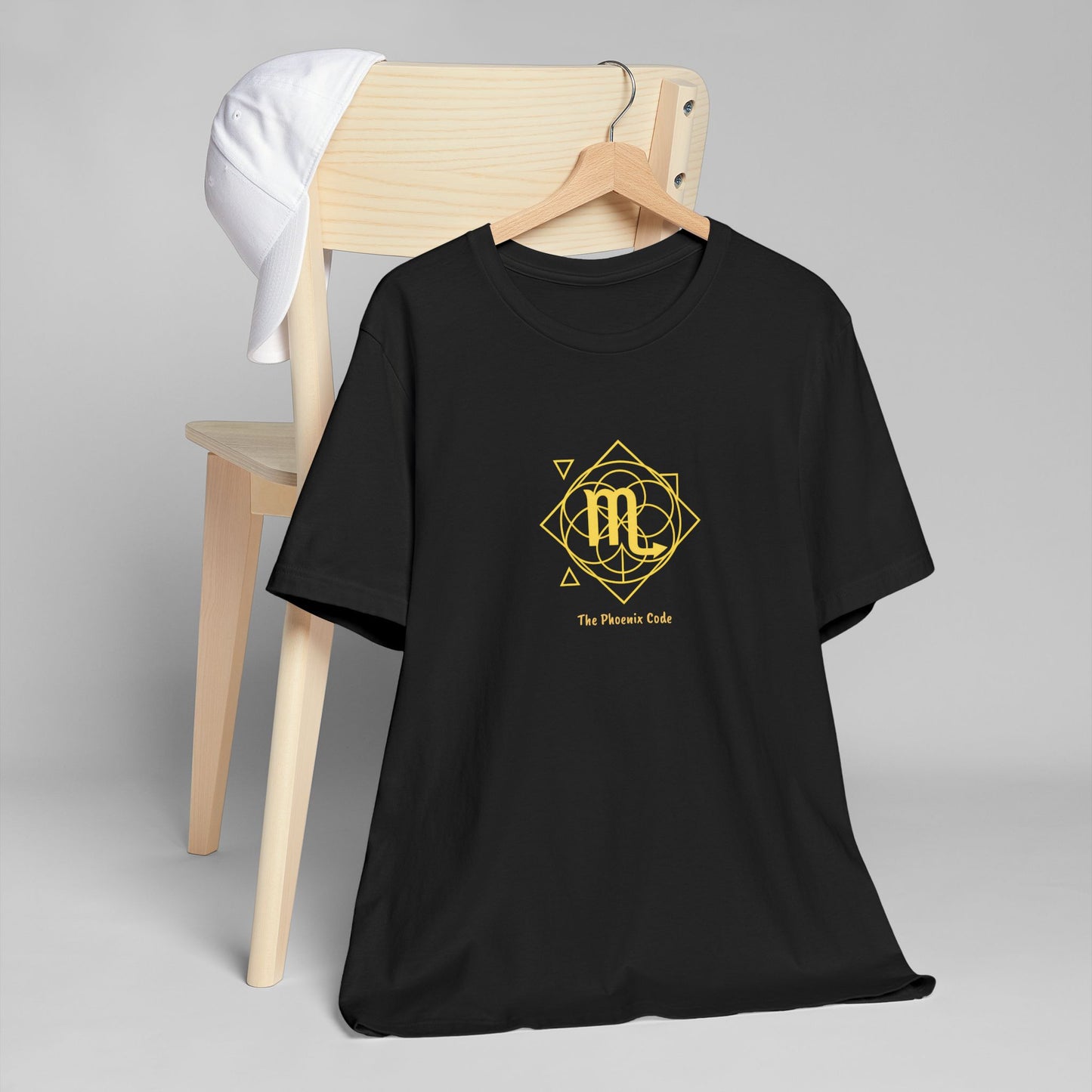 Scorpio Sacred Geometry T-Shirt | The Phoenix Code Tee | Spiritual Zodiac Shirt | Gold Print on Black | Astrology Gift
