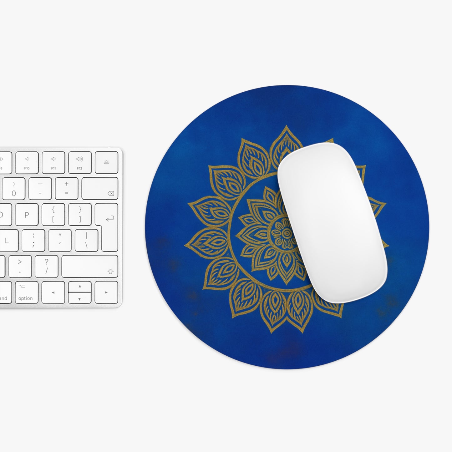 Mandala Mouse Pad I Abstract Sacred Geometry in Blue | SoulfulYarn Collection | Round or Rectangular | Mindful Gift for Yoga Lovers