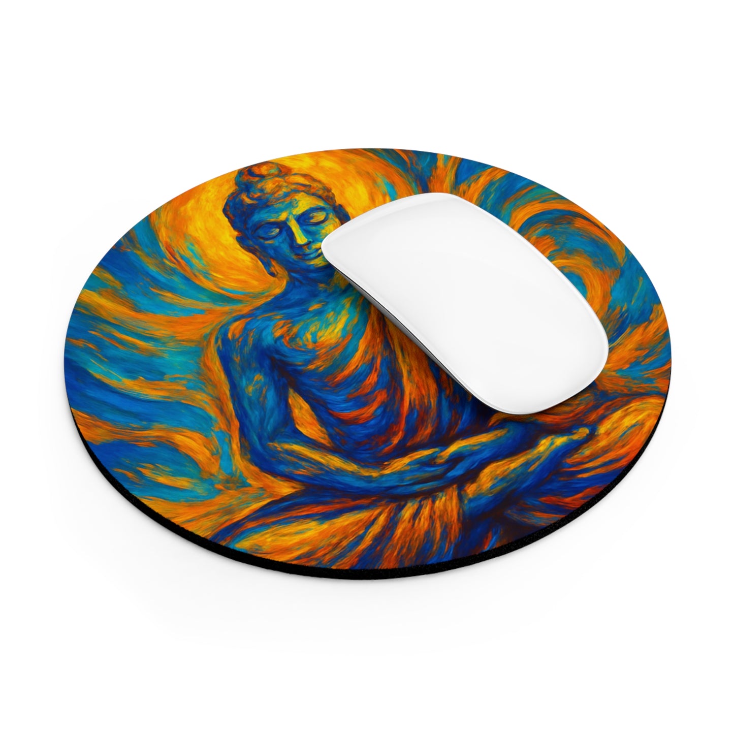 Serene Buddha Mouse Pad I Round or Rectangular | SoulfulYarn Collection | Mindful Gift for Yoga Lovers & Meditators