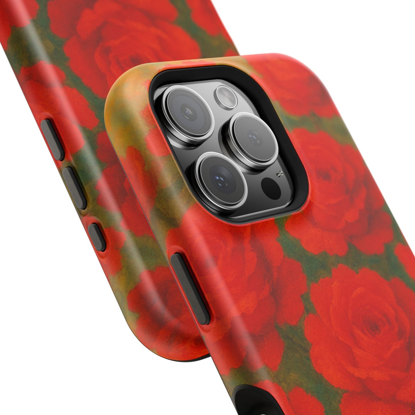 Crimson Love iPhone Case I Impact Resistant Floral Art Cover | SoulfulYarn Collection | Abstract Red Roses Design for iPhone