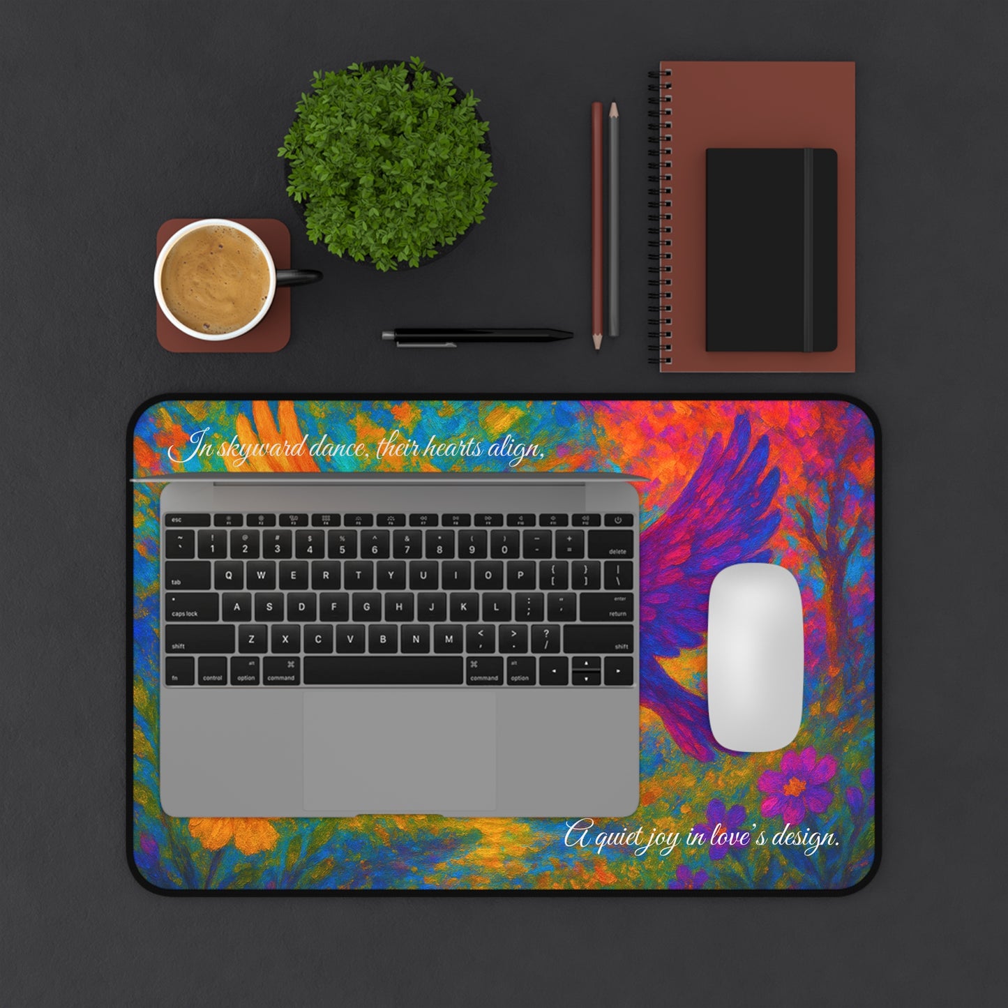When Birds Fall in Love Desk Mat I Romantic Nature Design I SoulfulYarn Gift for Writers, Students, and Dreamers