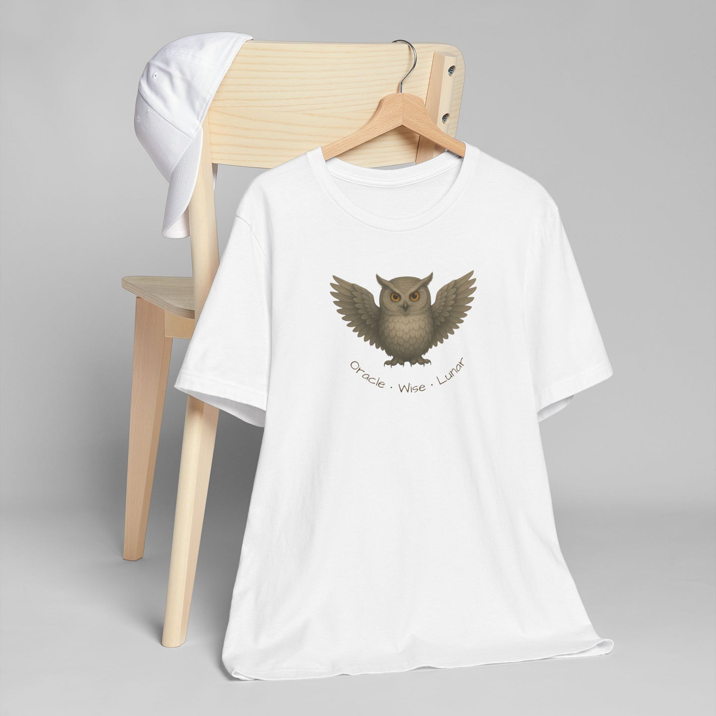 OWL Spirit Animal T-Shirt | Oracle. Wise. Lunar. Tee | Mystic Owl Shirt | Spiritual Totem Tee | Moon Magic Gift | Esoteric Graphic on White