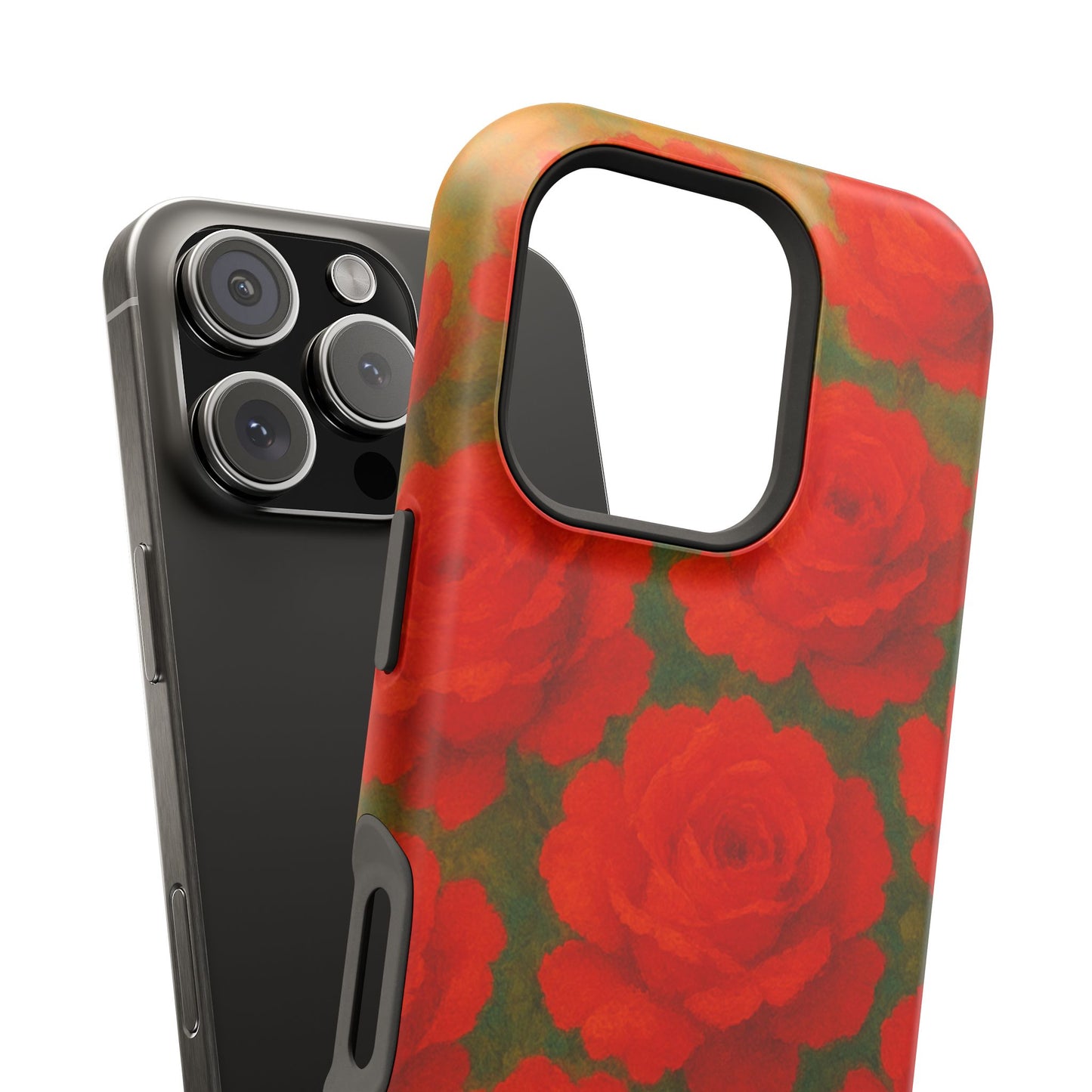 Crimson Love iPhone Case I Impact Resistant Floral Art Cover | SoulfulYarn Collection | Abstract Red Roses Design for iPhone