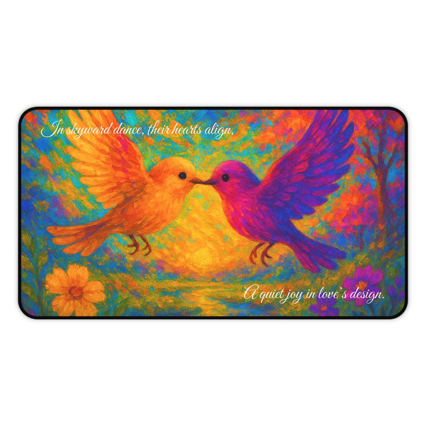 When Birds Fall in Love Desk Mat I Romantic Nature Design I SoulfulYarn Gift for Writers, Students, and Dreamers