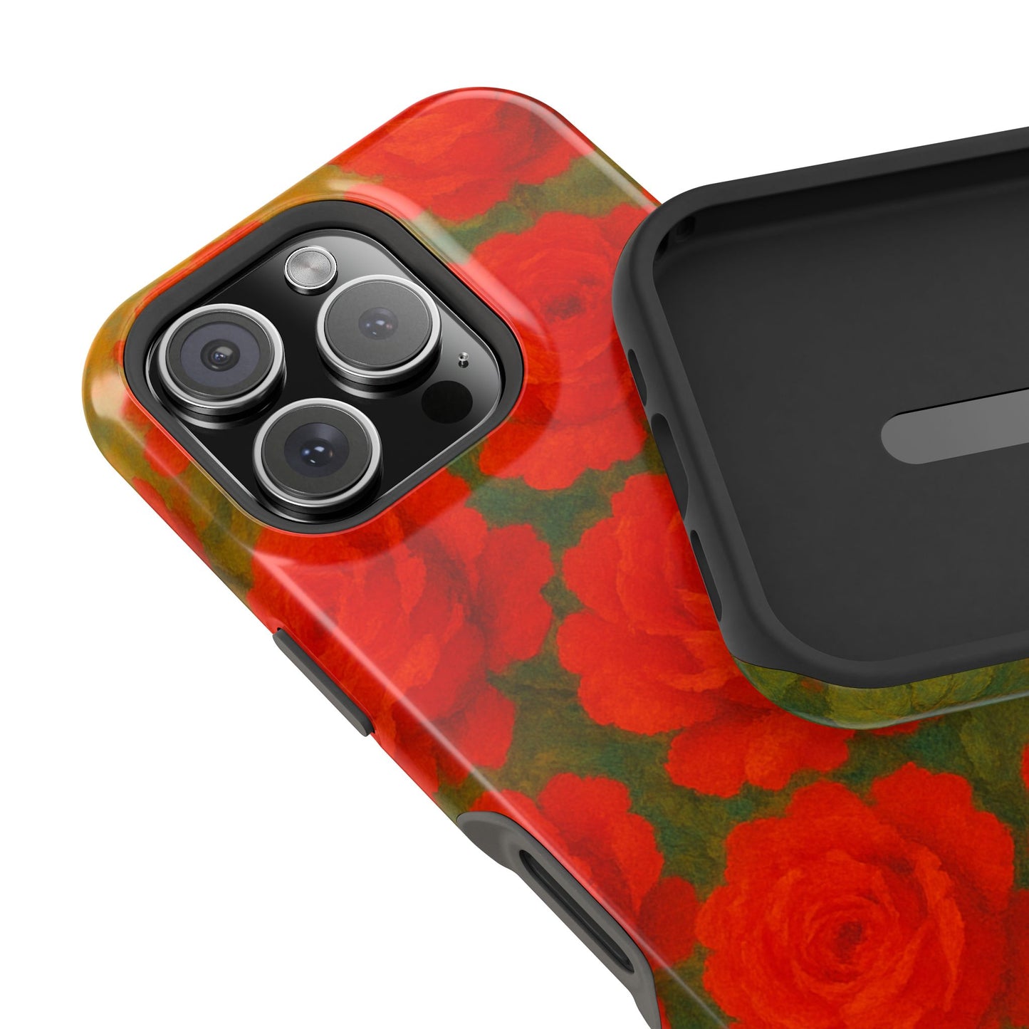 Crimson Love iPhone Case I Impact Resistant Floral Art Cover | SoulfulYarn Collection | Abstract Red Roses Design for iPhone