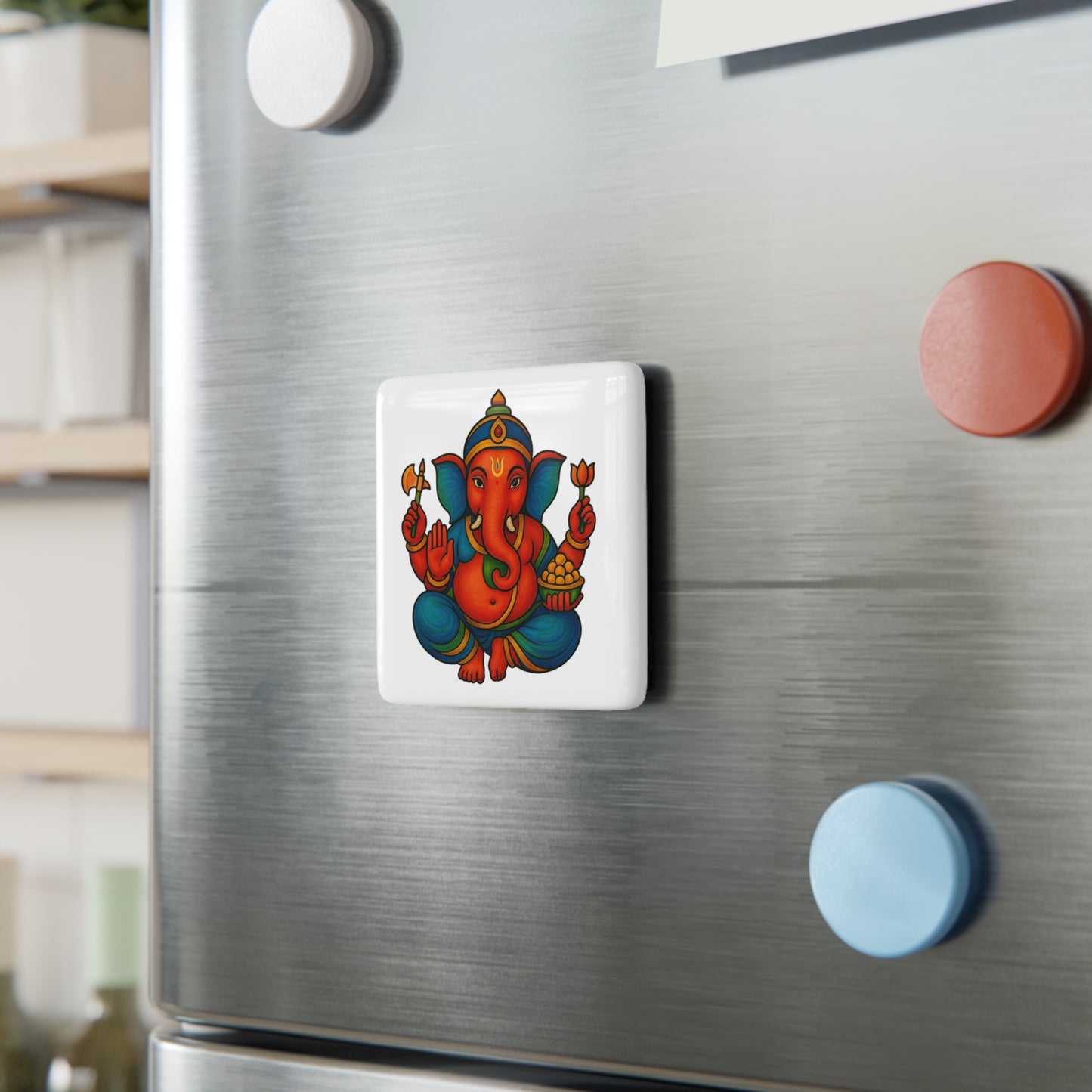 Ganesha Porcelain Magnet | Blessings Magnet | Remover of Obstacles | Spiritual Fridge Magnet