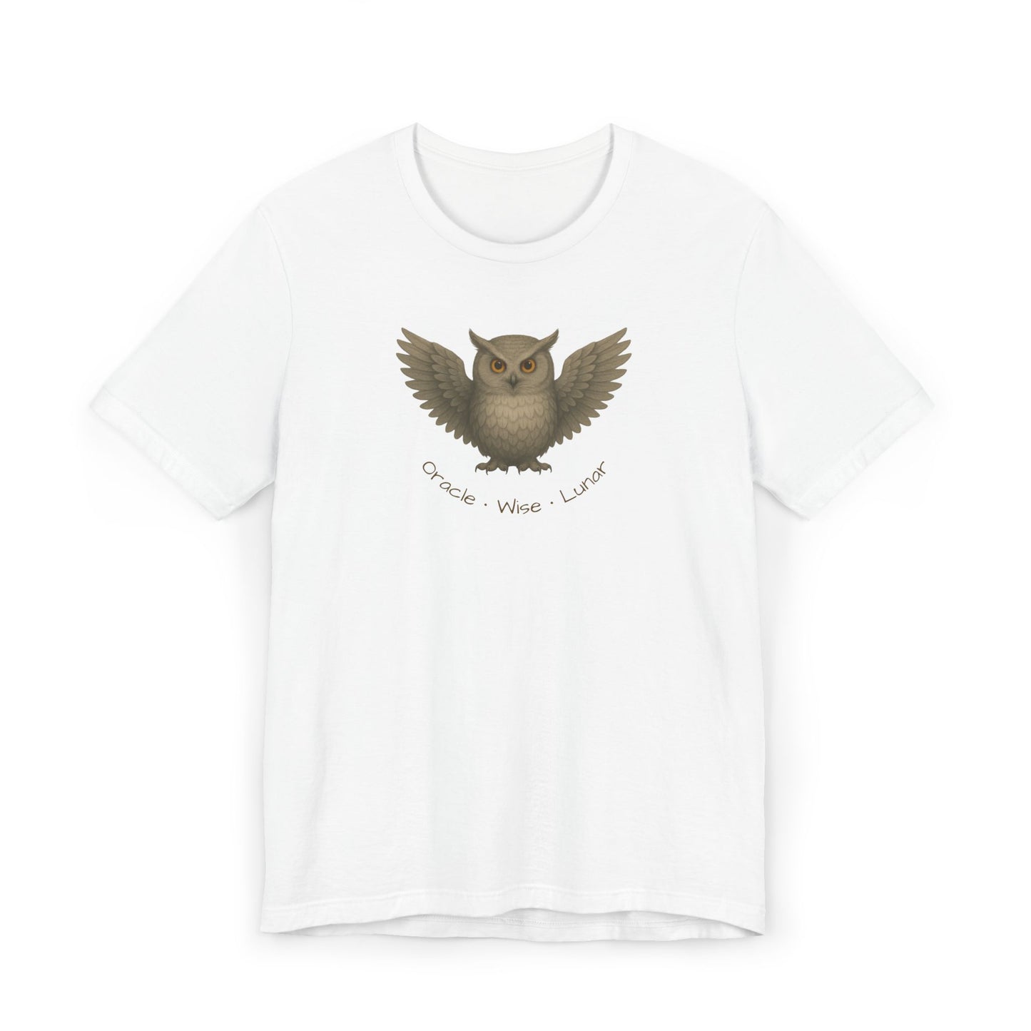 OWL Spirit Animal T-Shirt | Oracle. Wise. Lunar. Tee | Mystic Owl Shirt | Spiritual Totem Tee | Moon Magic Gift | Esoteric Graphic on White