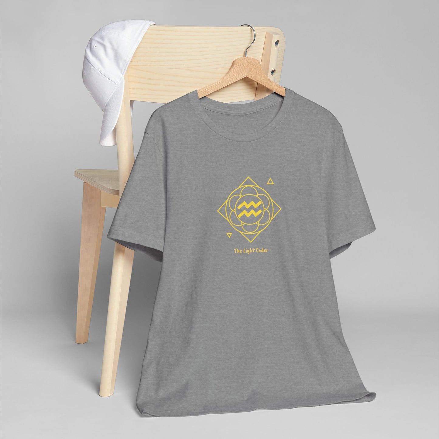 Aquarius Sacred Geometry T-Shirt | The Light Coder Tee | Spiritual Zodiac Shirt | Gold Print on Black | Astrology Gift