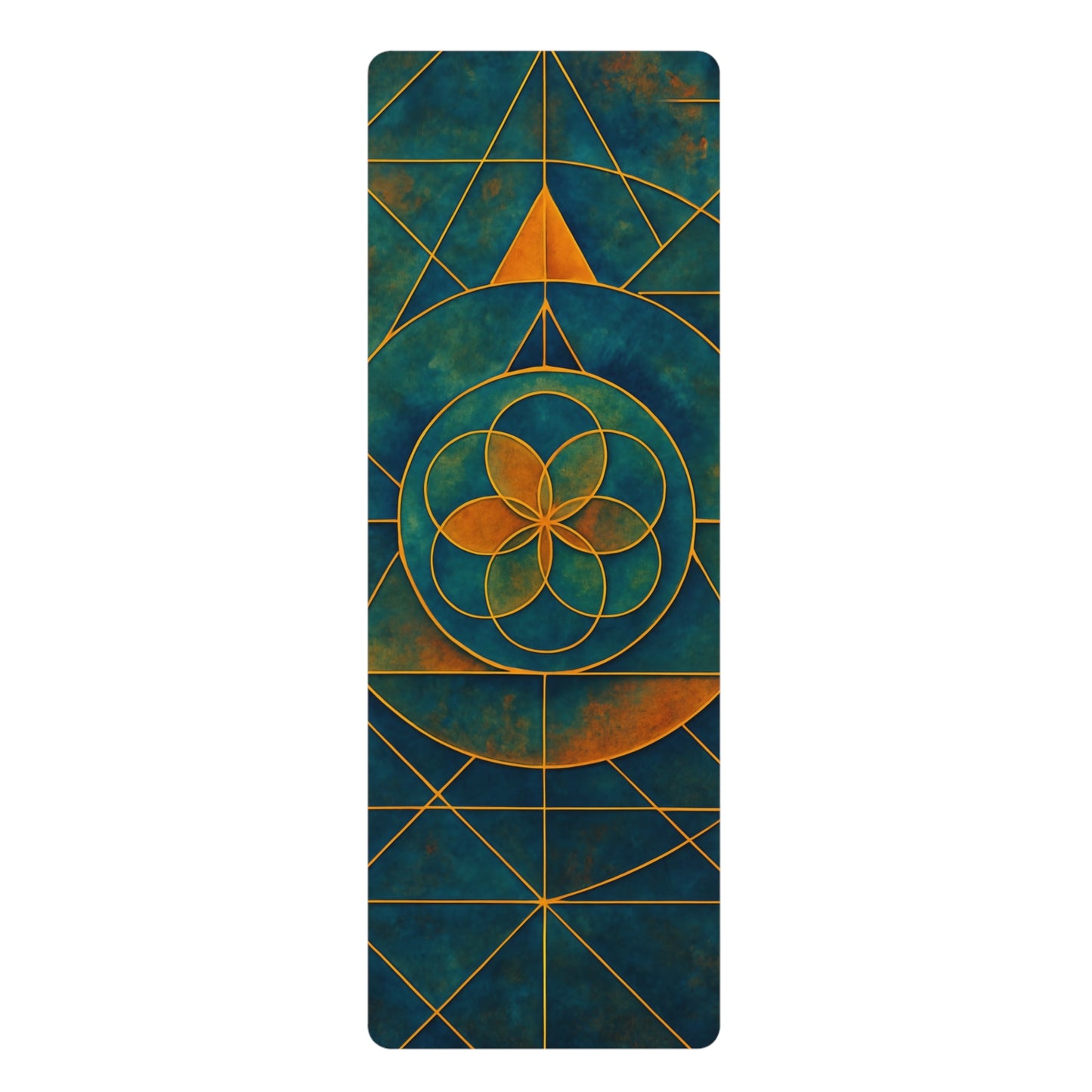 Sacred Geometry Yoga Mat | Green Gold Mandala Yoga Mat | Spiritual Alignment Mat with Strap | Non Slip Meditation Mat