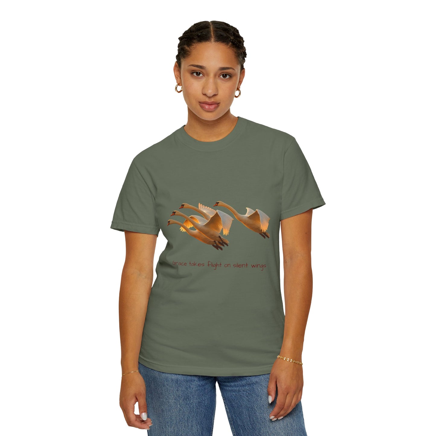 Flight of Cranes T-Shirt | 100% Ring-Spun US Cotton | Spiritual Yoga Tee | Mindfulness Shirt | Grace & Freedom Top