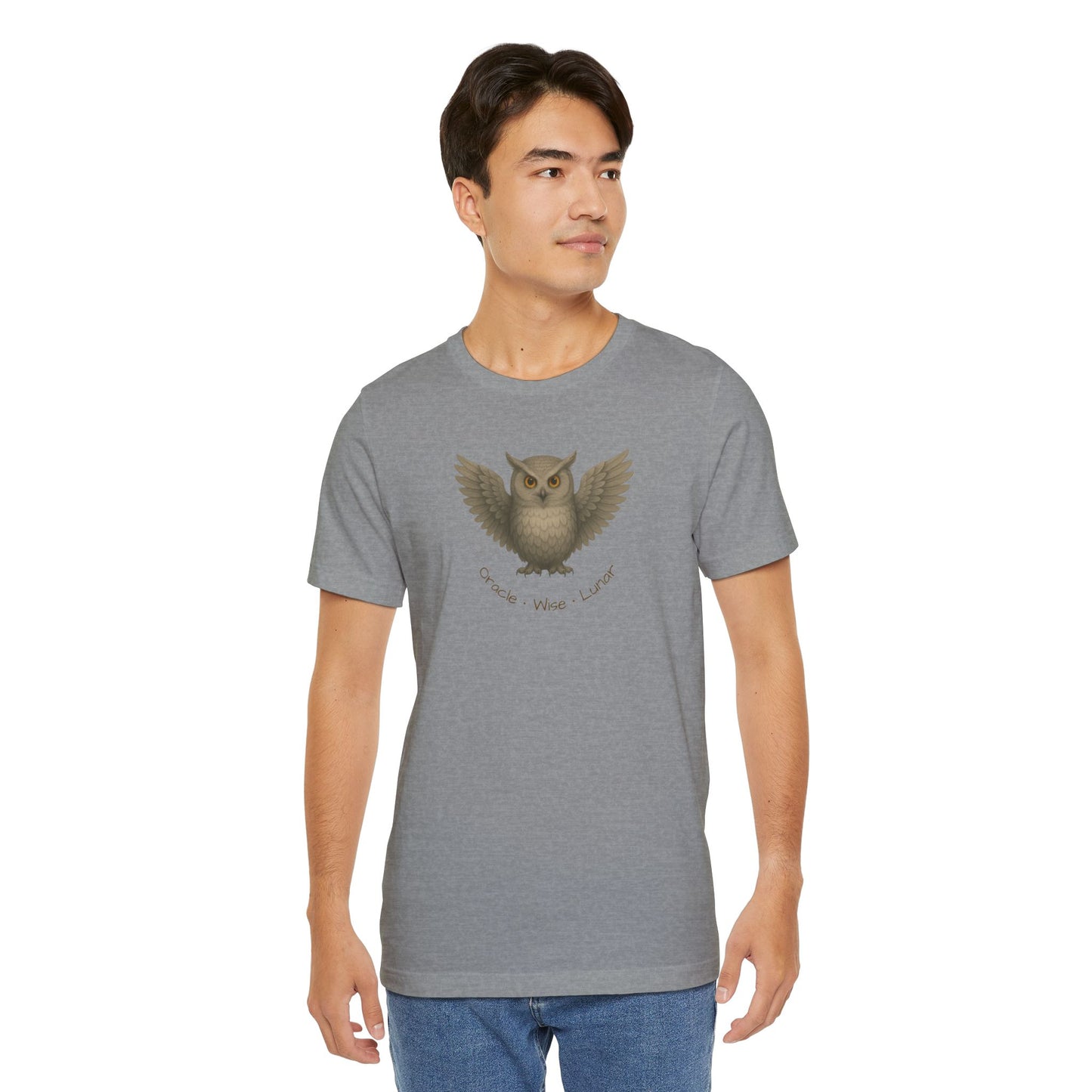 OWL Spirit Animal T-Shirt | Oracle. Wise. Lunar. Tee | Mystic Owl Shirt | Spiritual Totem Tee | Moon Magic Gift | Esoteric Graphic on White