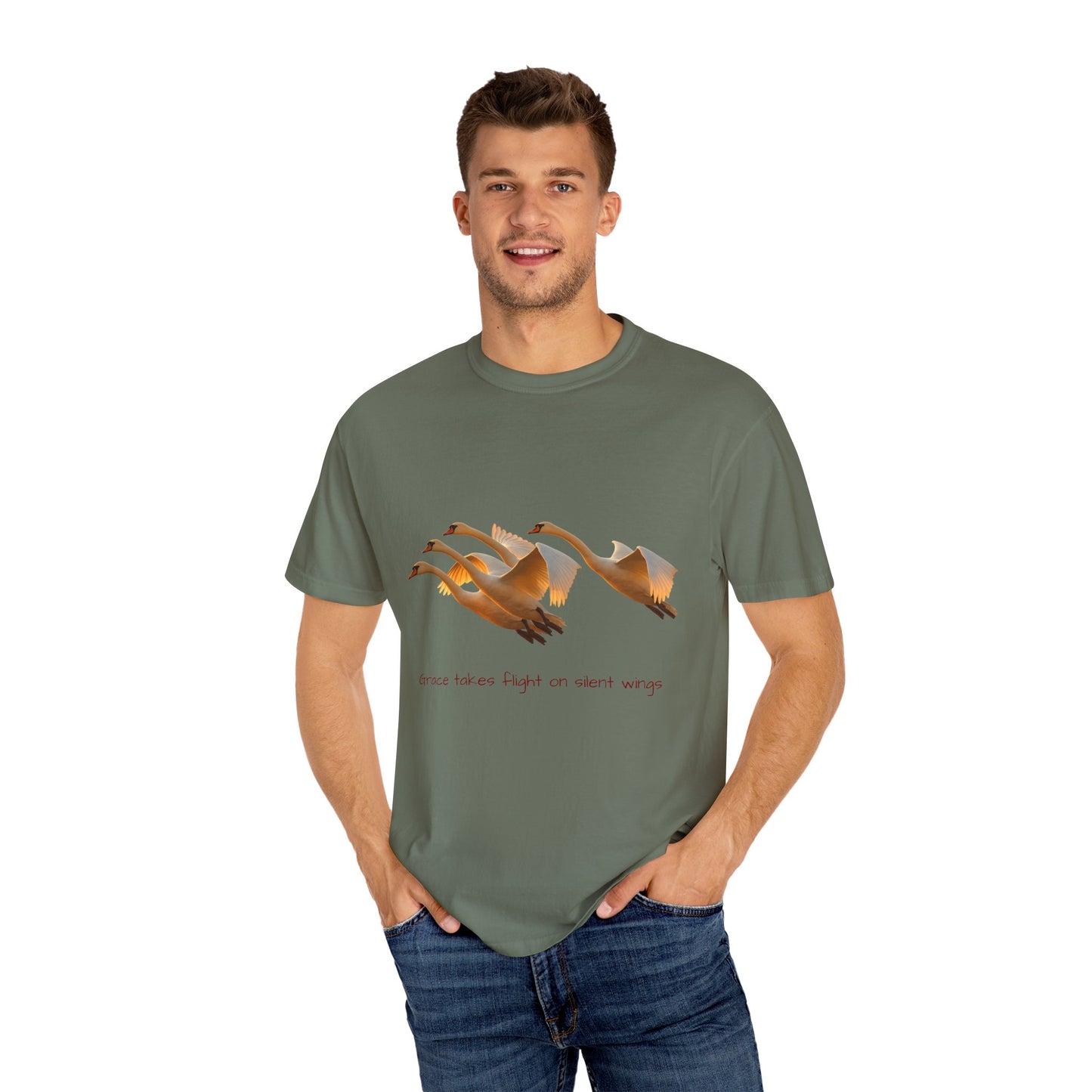 Flight of Cranes T-Shirt | 100% Ring-Spun US Cotton | Spiritual Yoga Tee | Mindfulness Shirt | Grace & Freedom Top