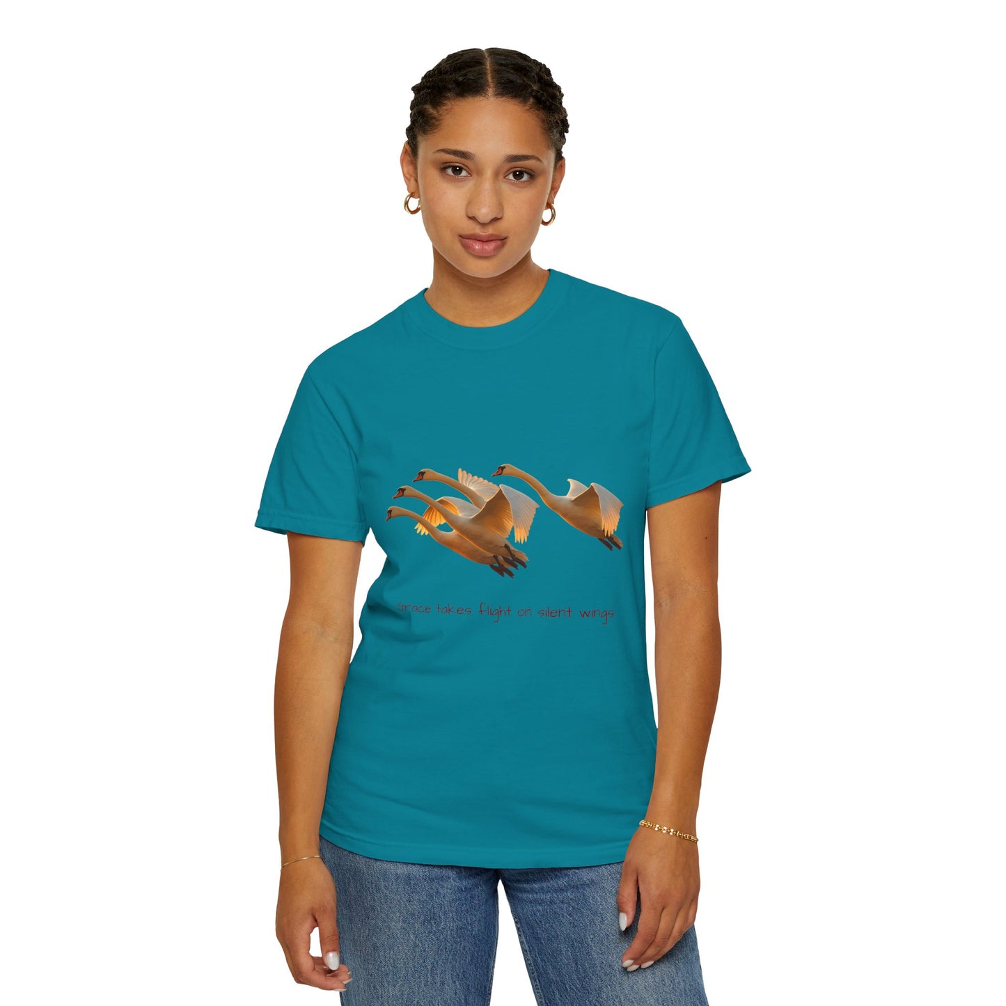 Flight of Cranes T-Shirt | 100% Ring-Spun US Cotton | Spiritual Yoga Tee | Mindfulness Shirt | Grace & Freedom Top