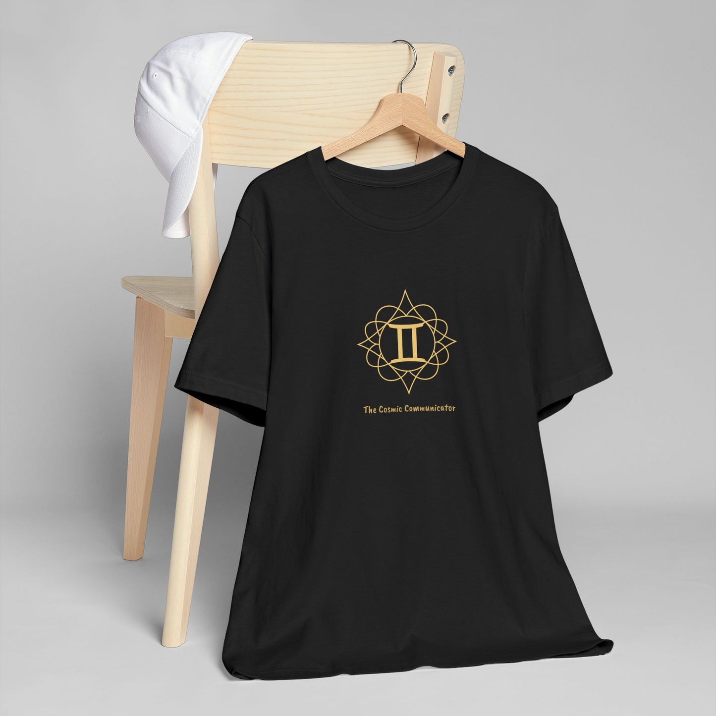 Gemini Sacred Geometry T-Shirt | The Cosmic Communicator Tee | Spiritual Zodiac Shirt | Gold Print on Black | Astrology Gift