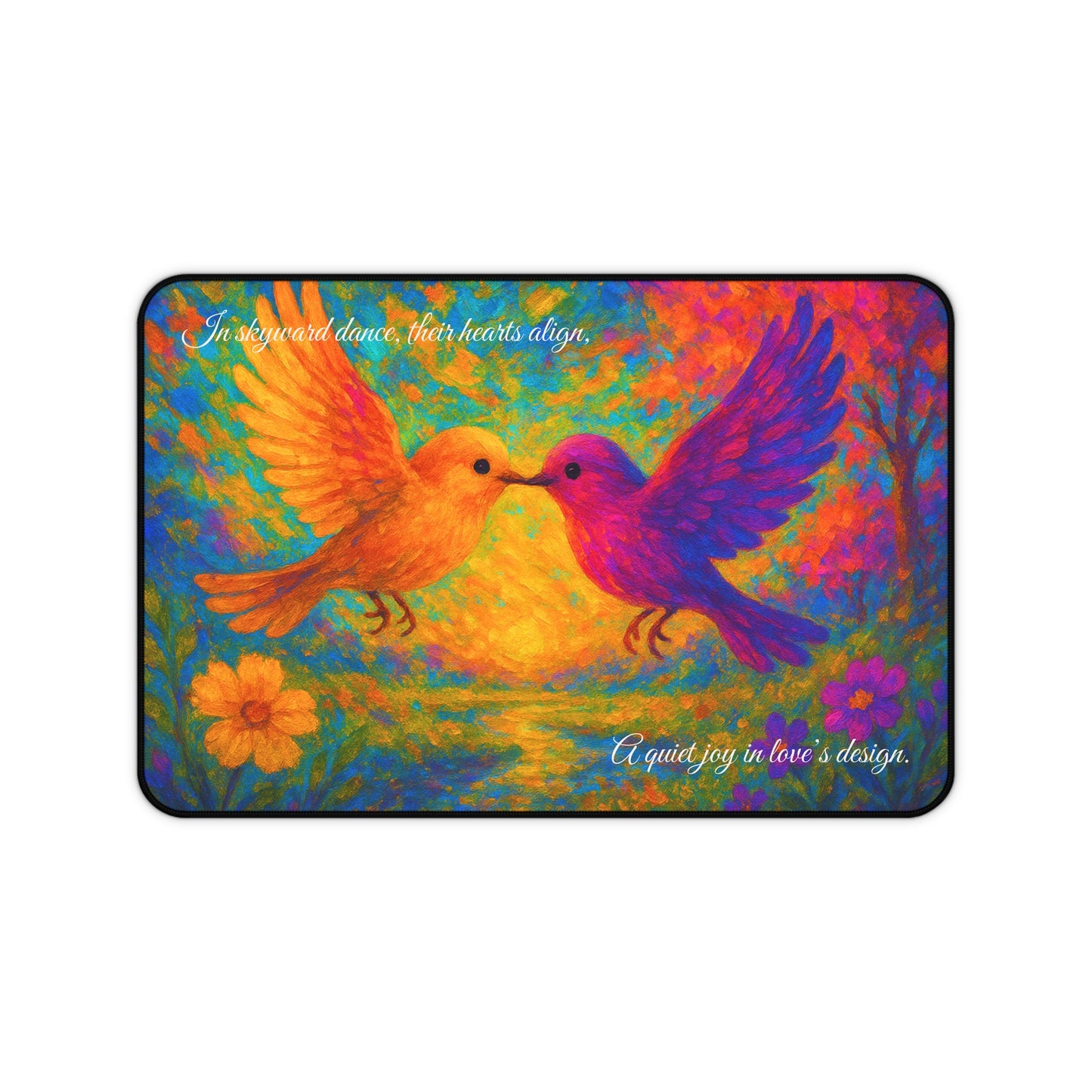 When Birds Fall in Love Desk Mat I Romantic Nature Design I SoulfulYarn Gift for Writers, Students, and Dreamers