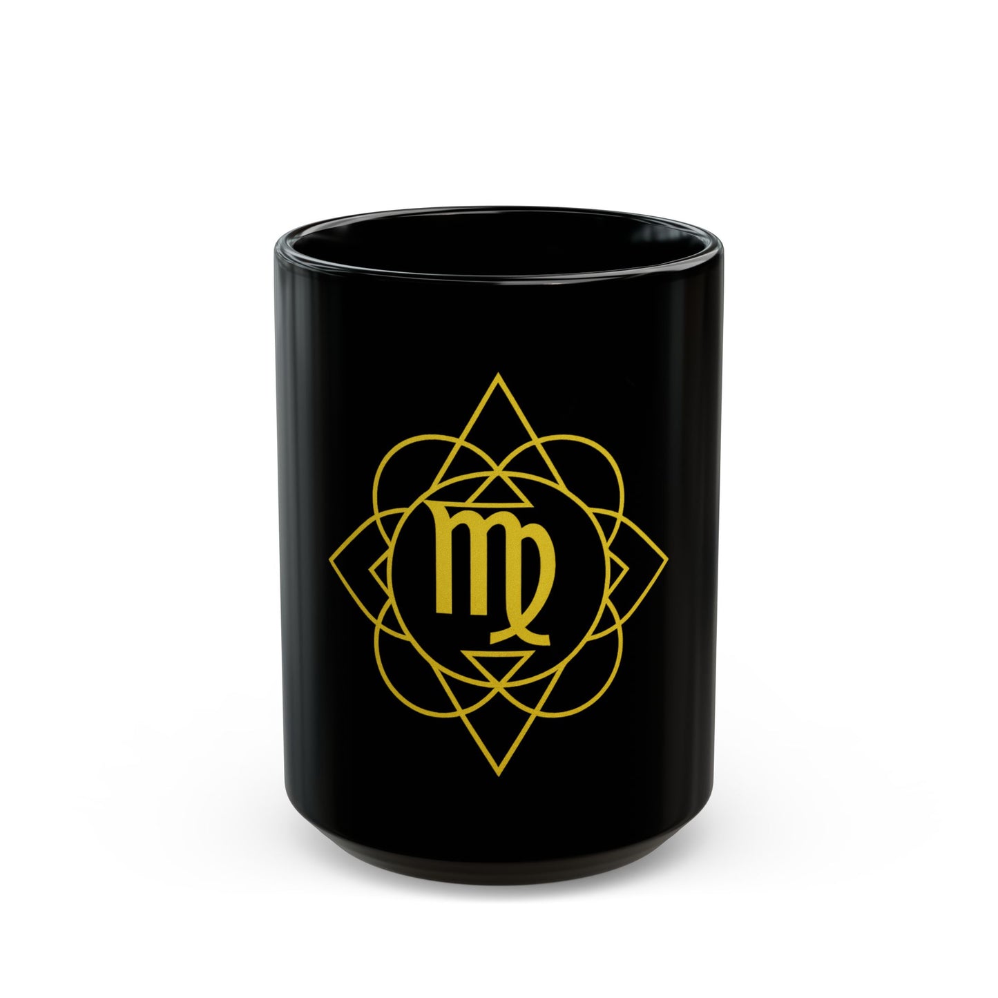 Virgo Sacred Geometry Black Mug for Coffee Lovers