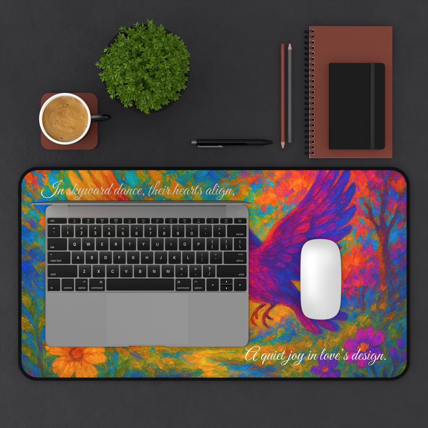 When Birds Fall in Love Desk Mat I Romantic Nature Design I SoulfulYarn Gift for Writers, Students, and Dreamers