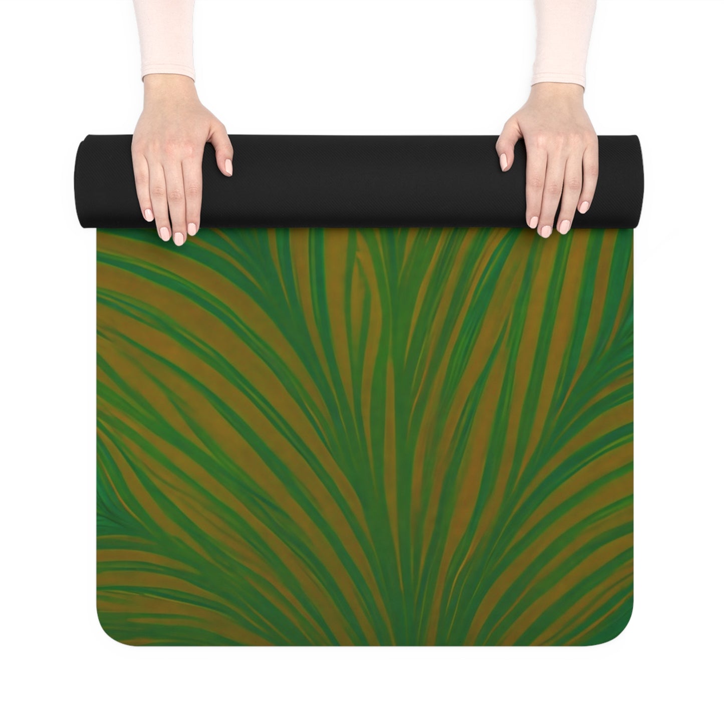 Peacock Feather Yoga Mat | Elegant Feather Design | Mindful Practice Mat with Strap