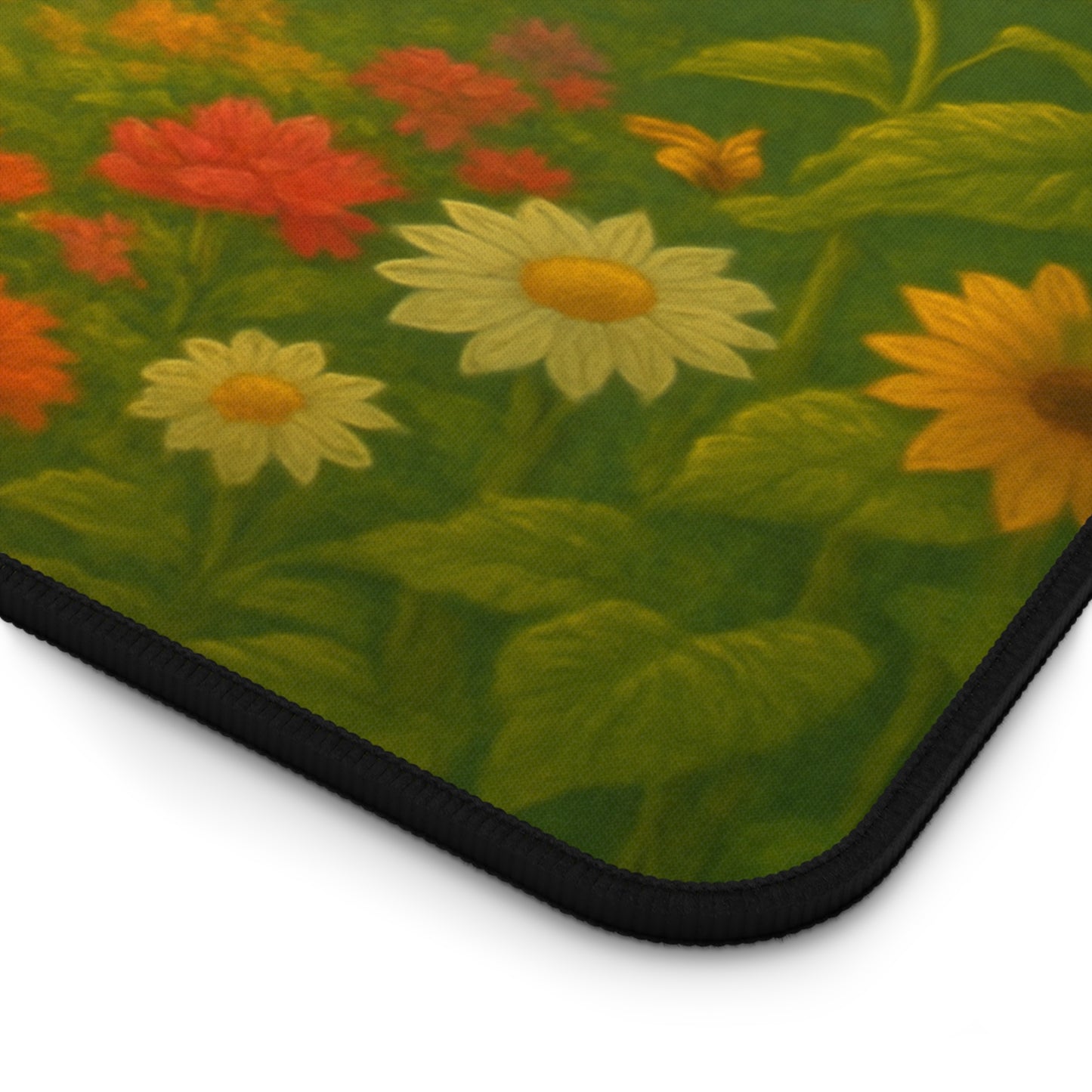 Radiant Garden Path Desk Mat I Serene Floral Landscape Design | SoulfulYarn Collection | Inspirational Workspace Gift | 3 Rectangular Sizes
