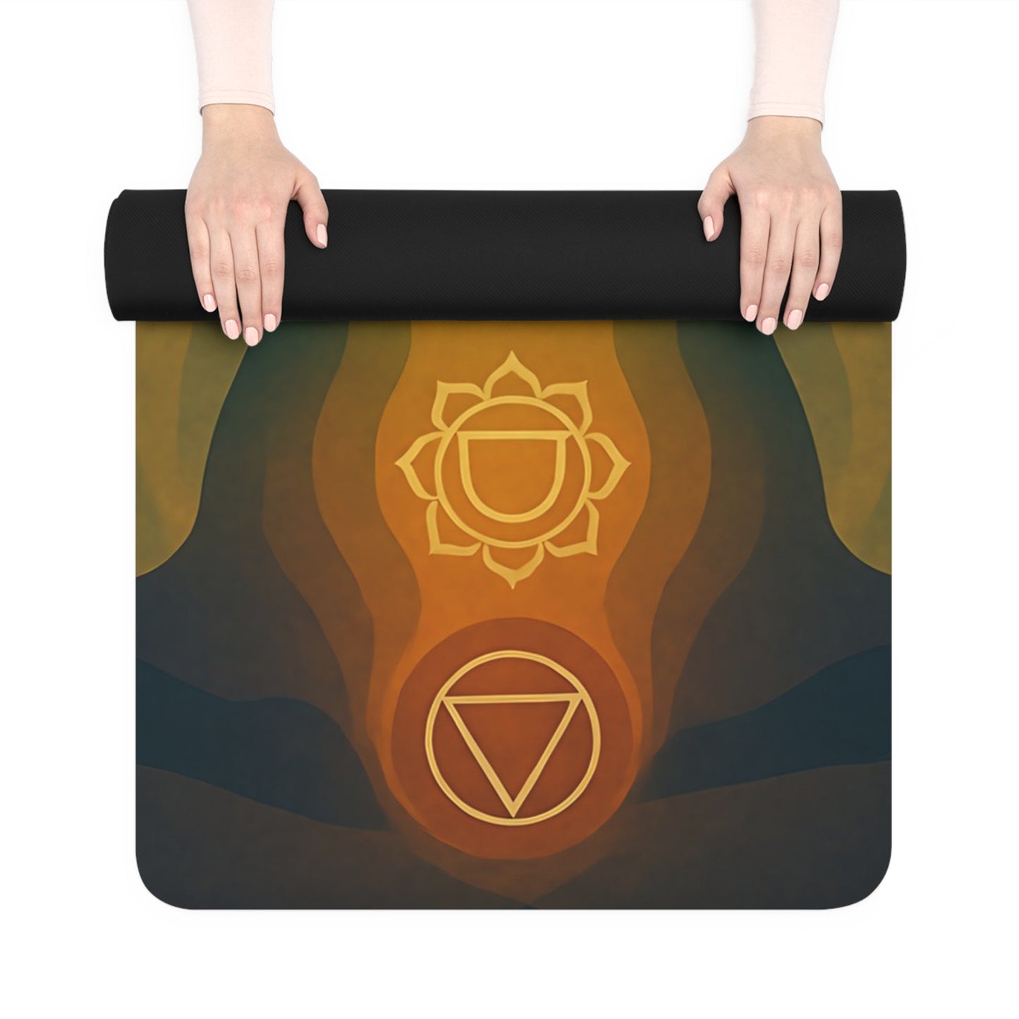 7 Chakras Yoga Mat | Abstract Energy Body Design | Mindful Alignment Mat with Strap | Spiritual Non-Slip Yoga and Meditation Mat