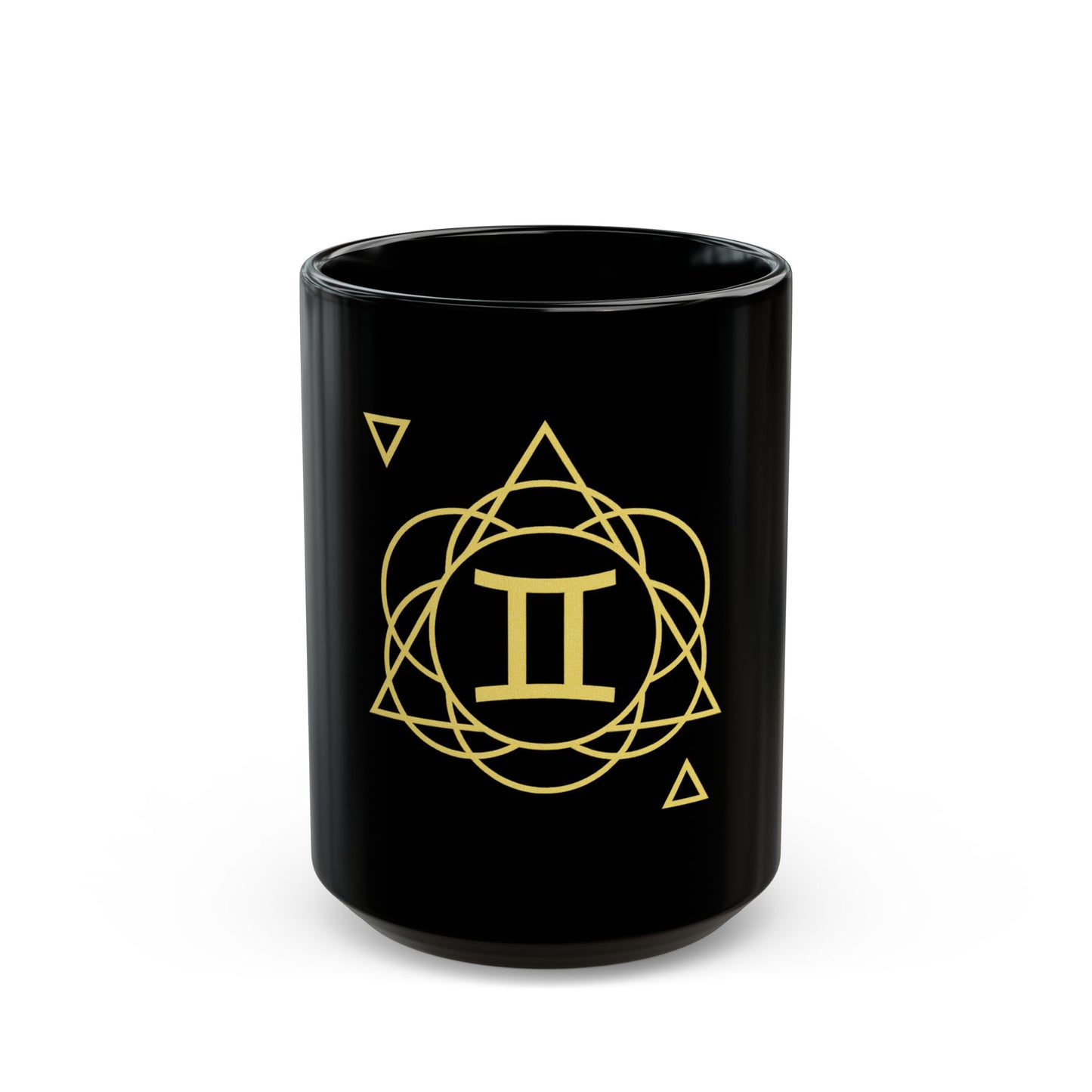 Gemini Sacred Geometry Black Mug for Coffee Lovers