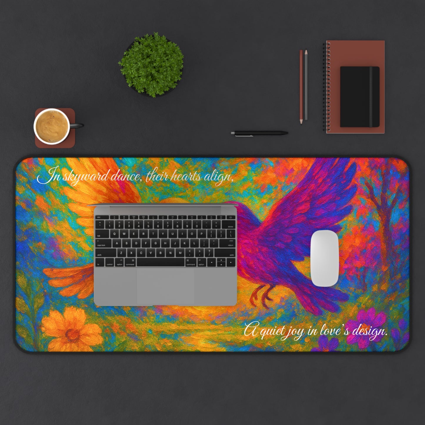 When Birds Fall in Love Desk Mat I Romantic Nature Design I SoulfulYarn Gift for Writers, Students, and Dreamers